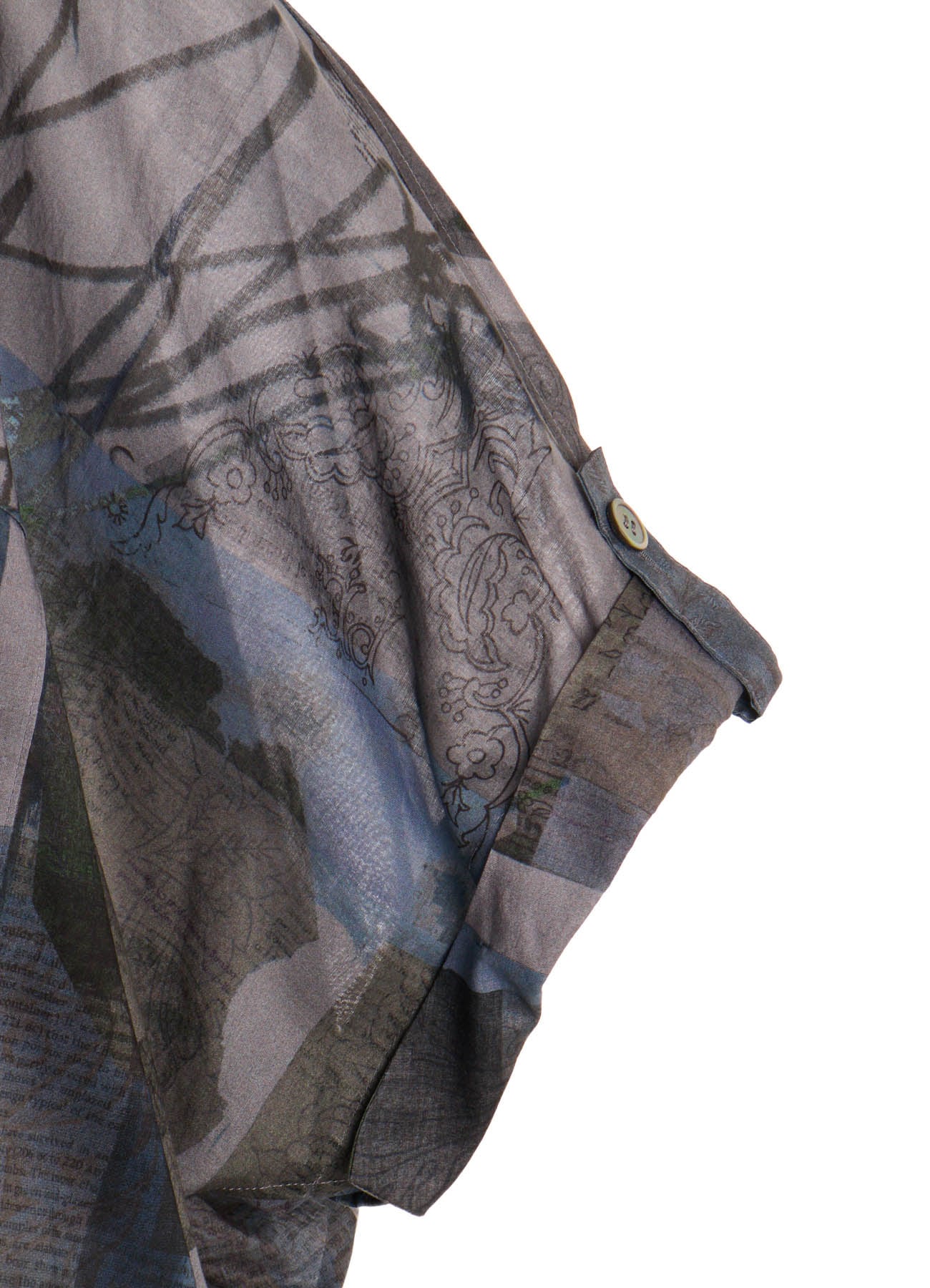 COTTON LAWN VASE COLLAGE PRINT DOLMAN SLEEVE SHIRT