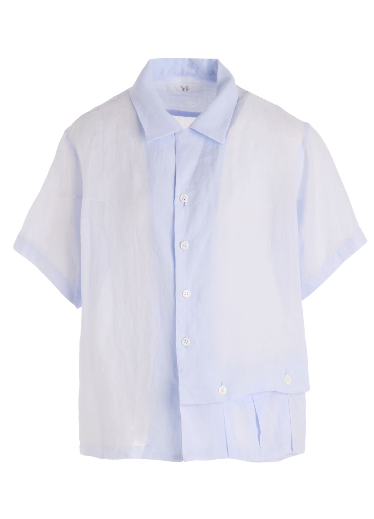 RAMIE OPEN COLLAR SHORT SLEEVE BLOUSE(XS Light Blue): Y's｜THE