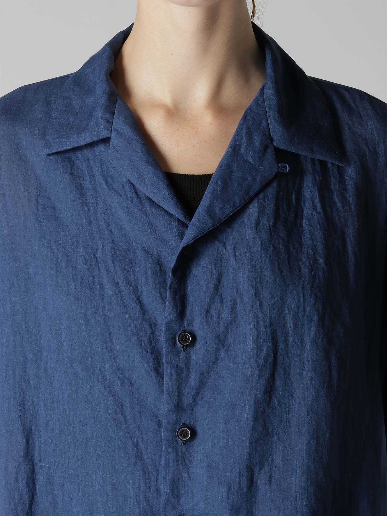 RAMIE OPEN COLLAR SHORT SLEEVE BLOUSE