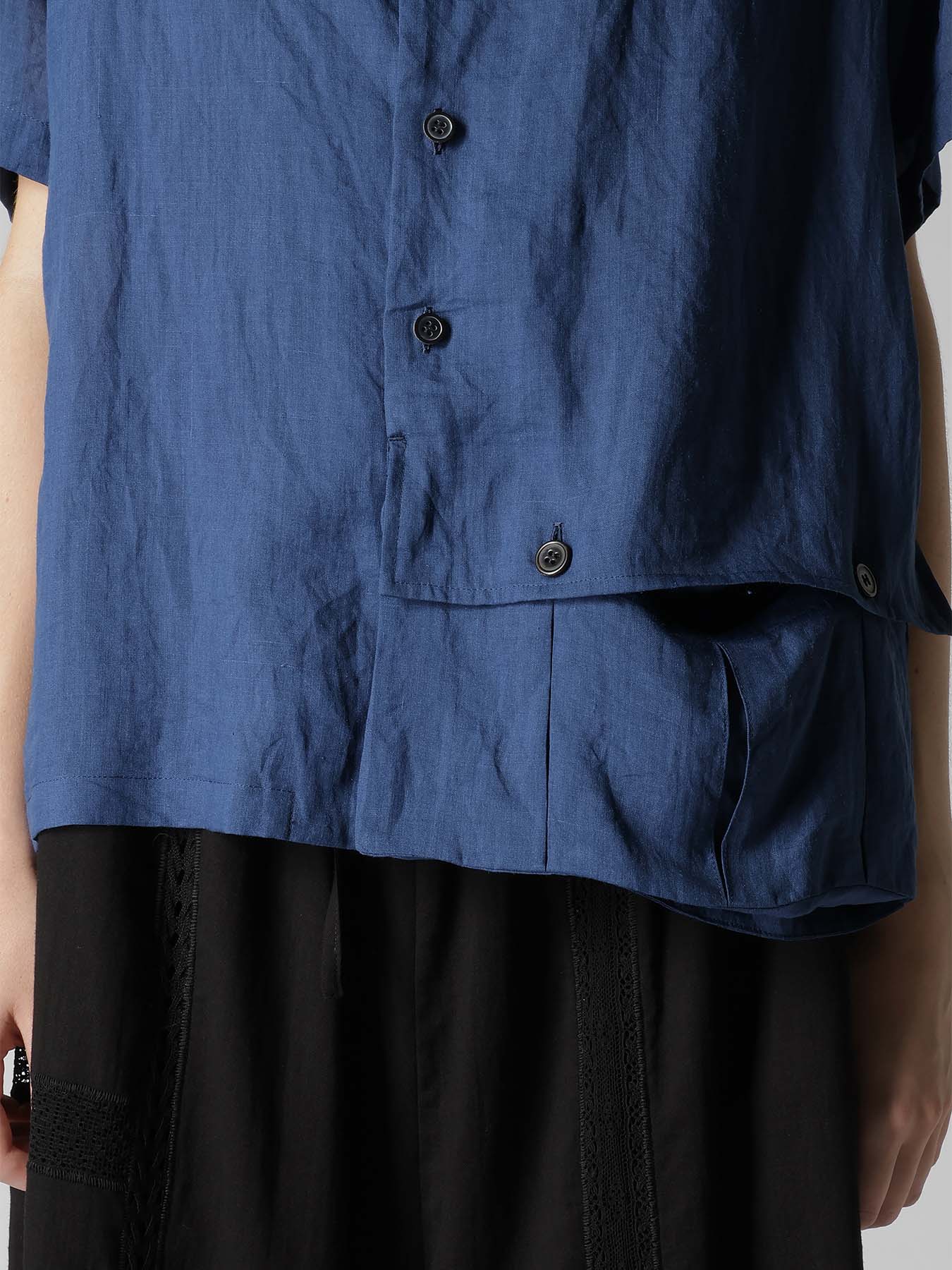 RAMIE OPEN COLLAR SHORT SLEEVE BLOUSE