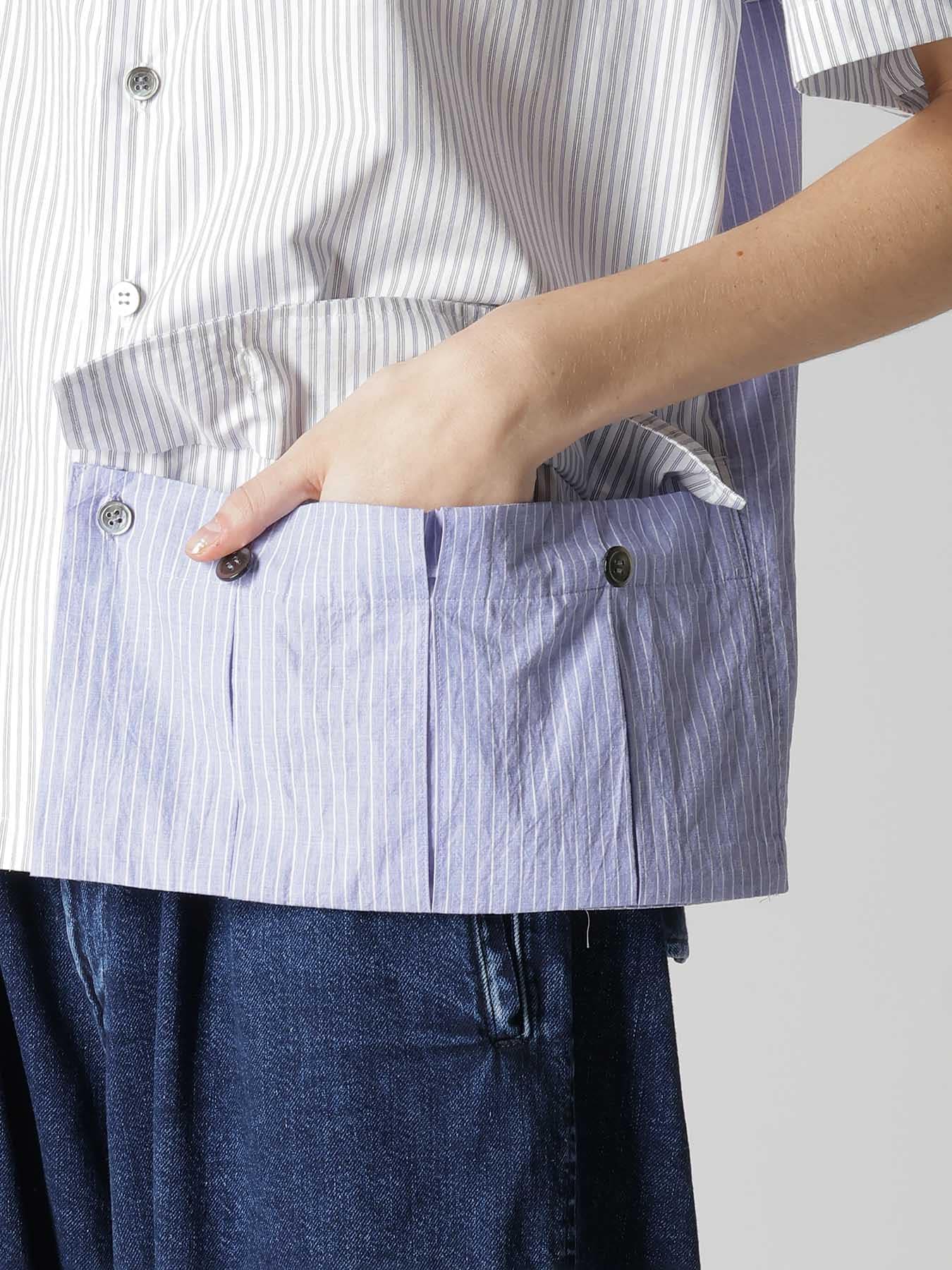 OPEN COLLAR SHORT SLEEVE BLOUSE