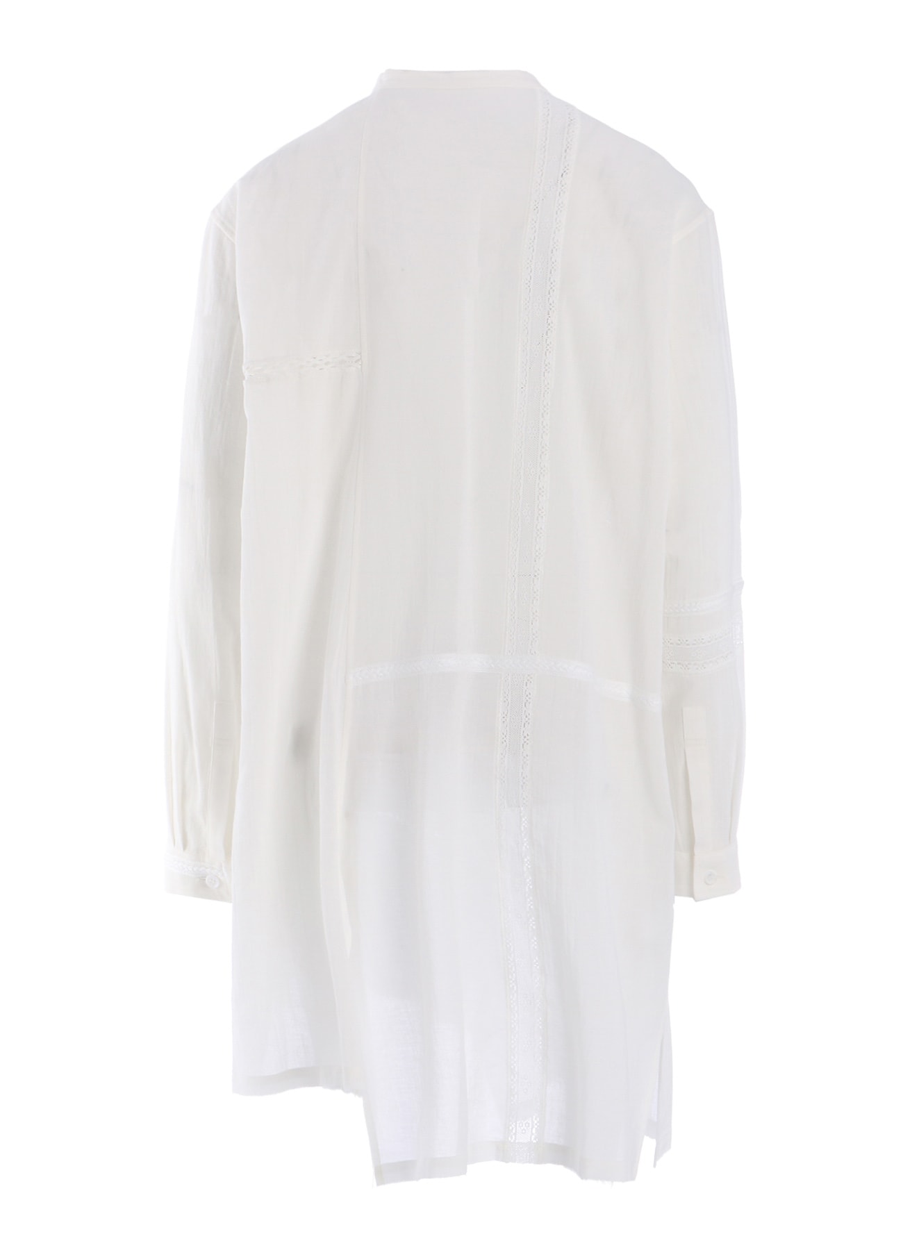 COTTON LACE PATCHWORK STAND COLLAR BLOUSE