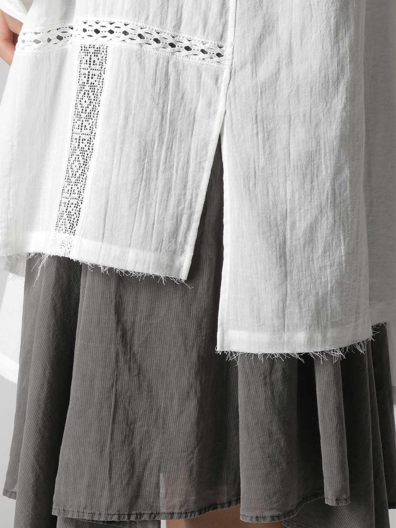 COTTON LACE PATCHWORK STAND COLLAR BLOUSE