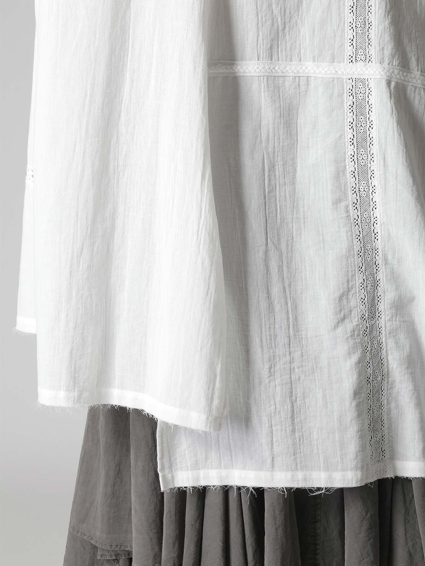 COTTON LACE PATCHWORK STAND COLLAR BLOUSE