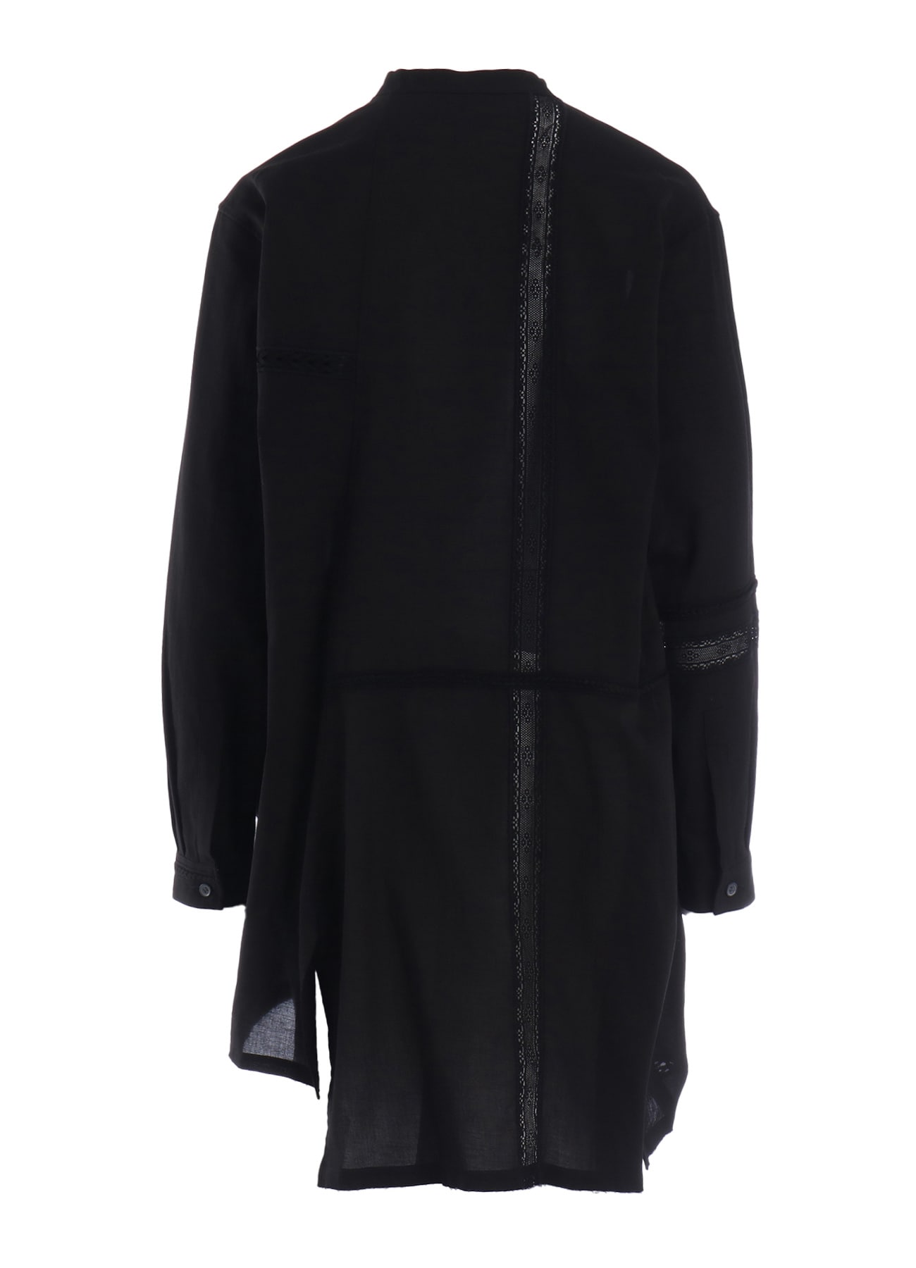 COTTON LACE PATCHWORK STAND COLLAR BLOUSE