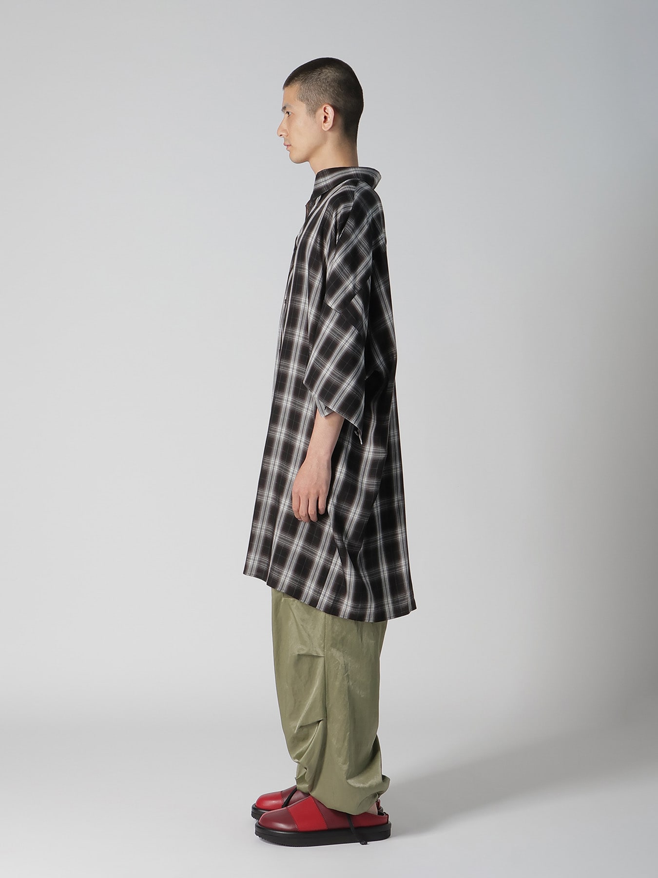 CUPRO SPUN PLAID BIG SHIRT