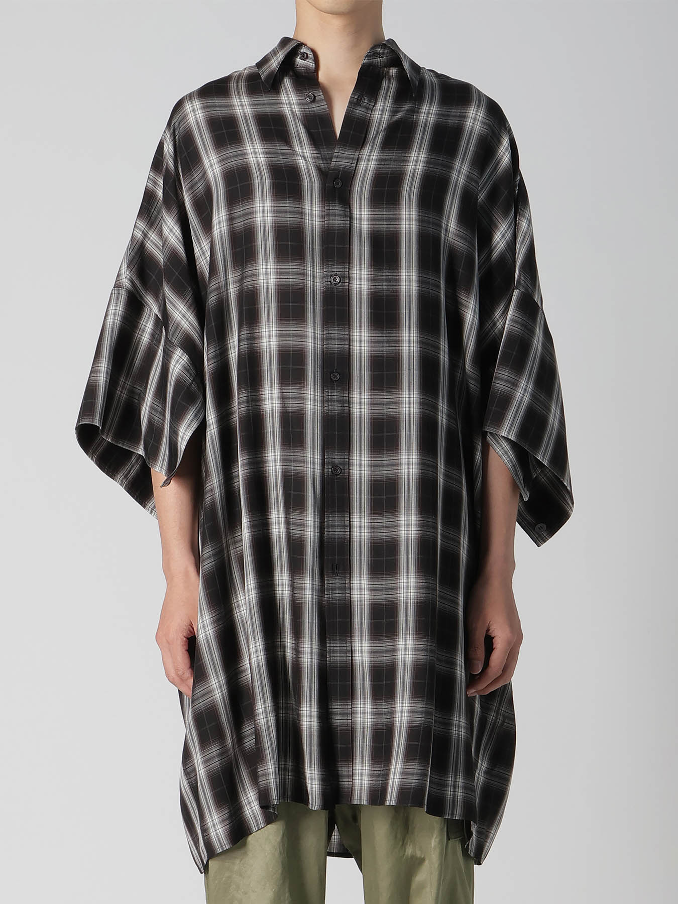 CUPRO SPUN PLAID BIG SHIRT
