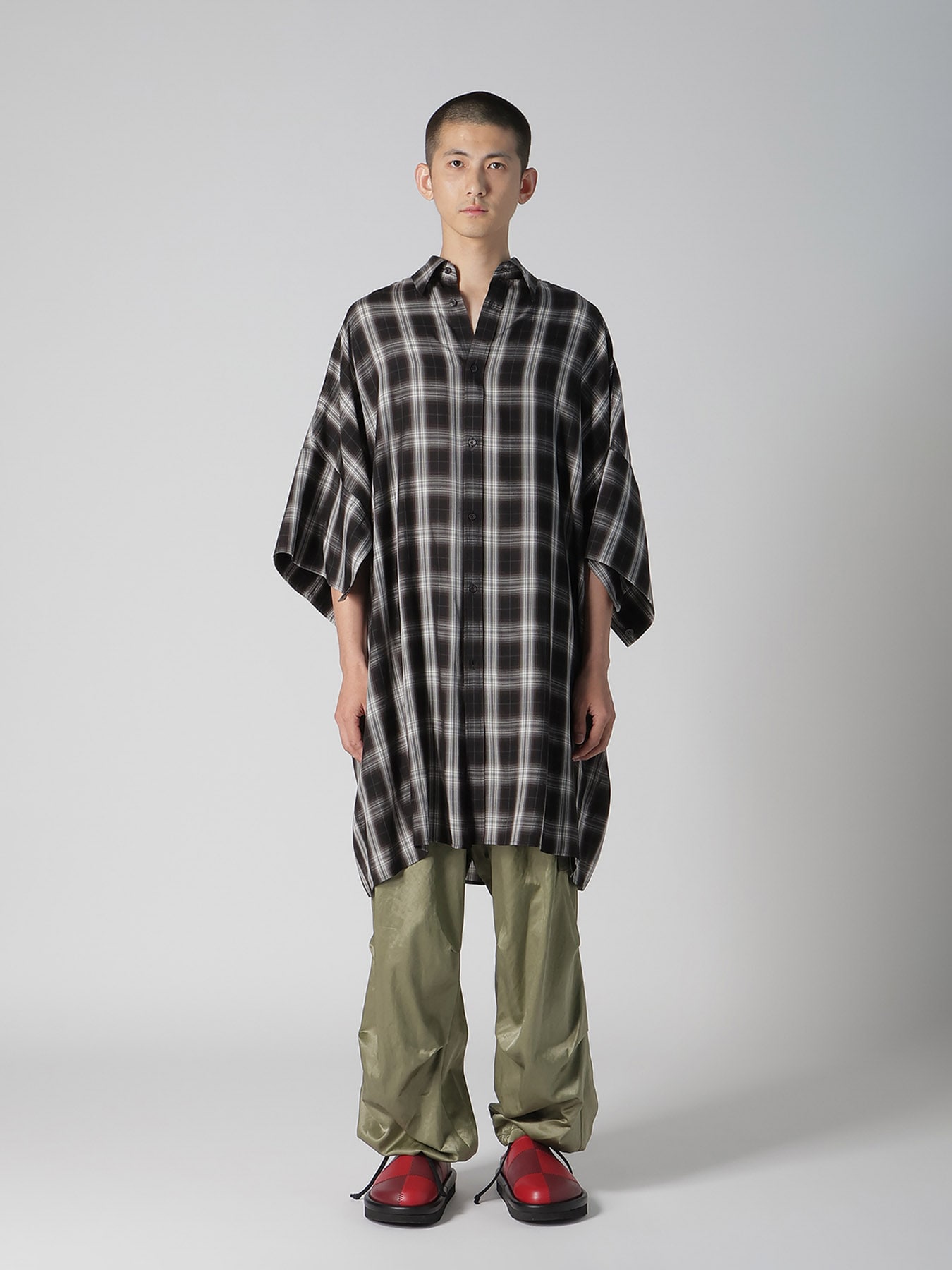 CUPRO SPUN PLAID BIG SHIRT