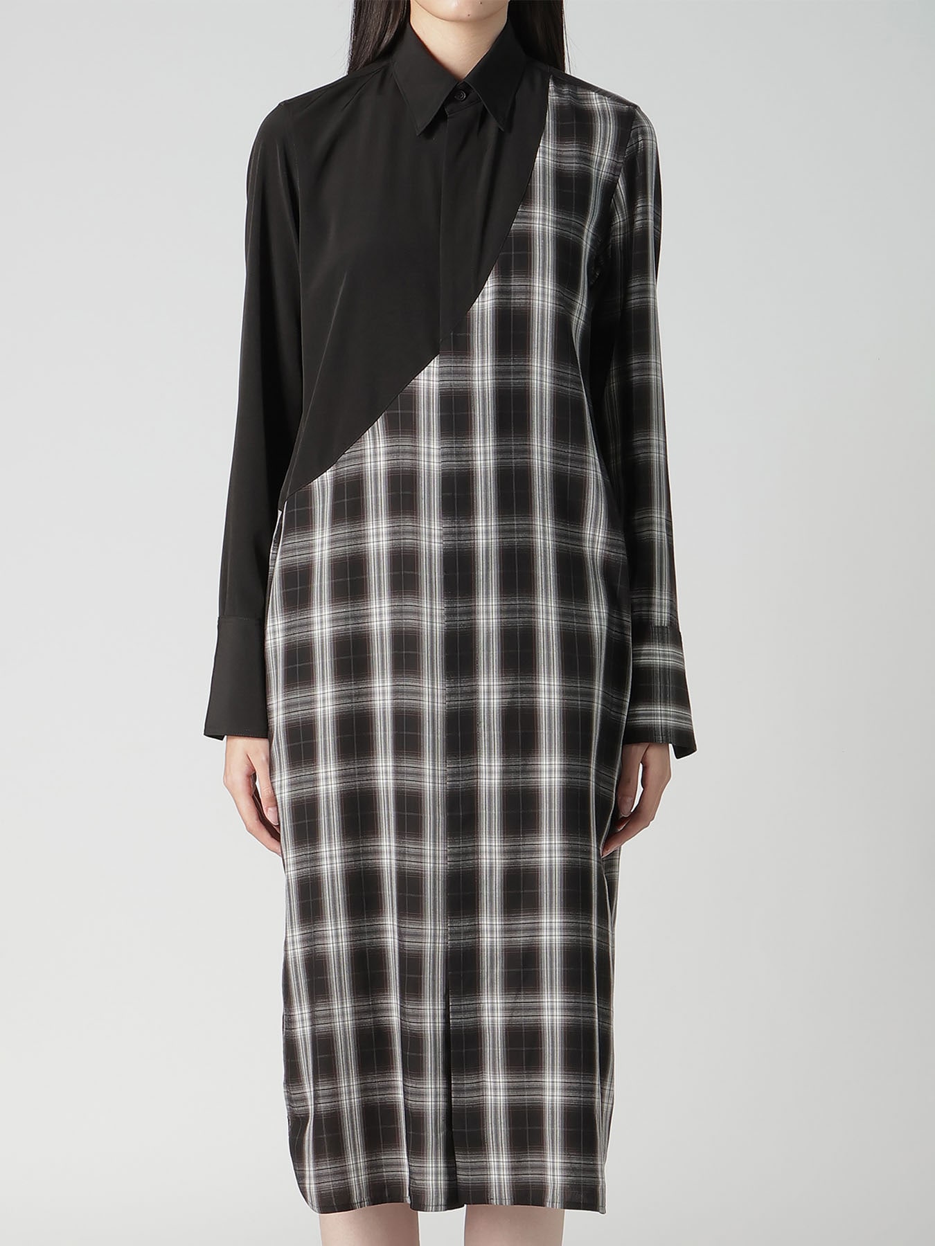 CUPRO SPUN PLAID LONG SHIRT