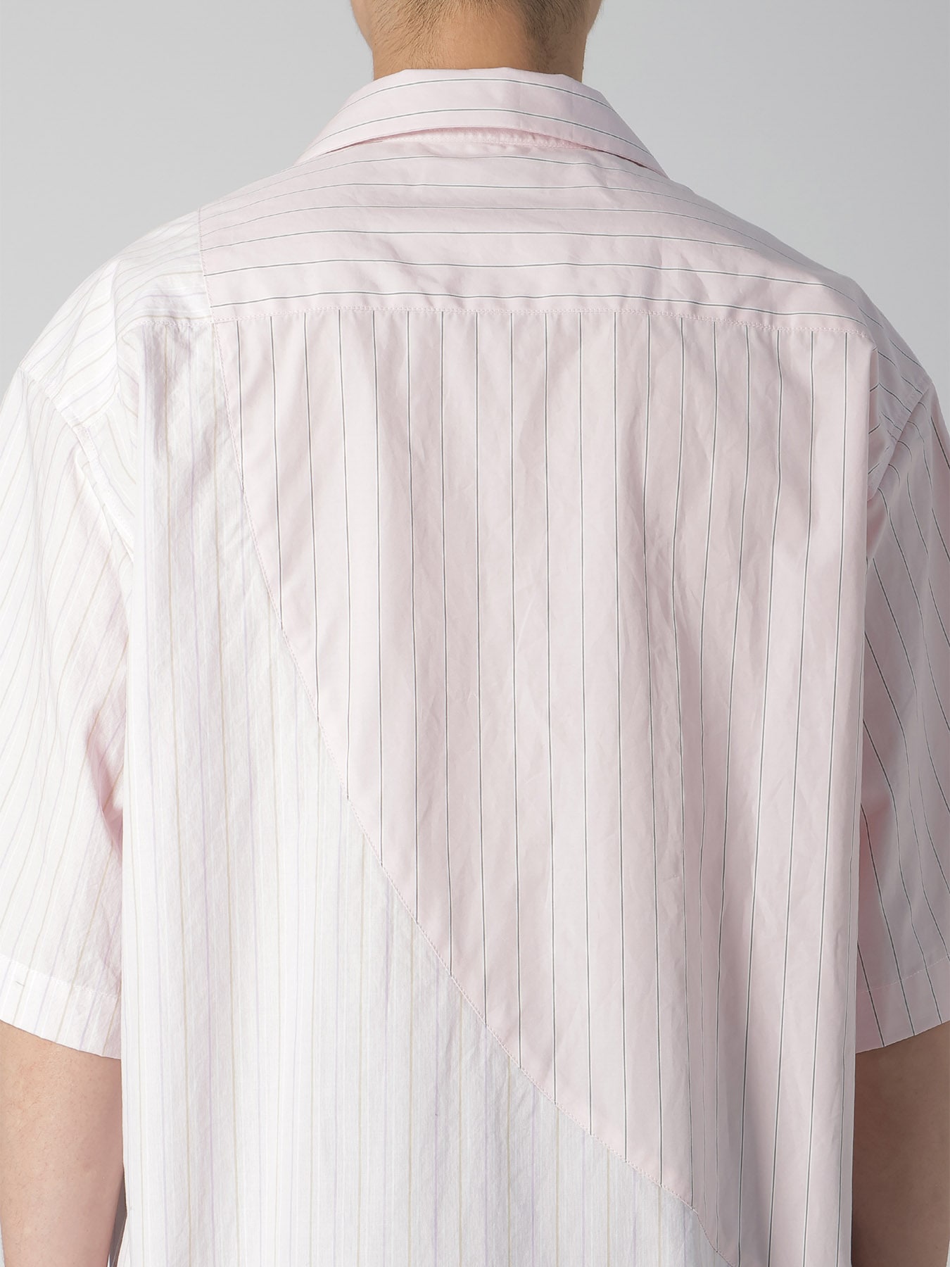 COTTON STRIPE OPEN COLLAR SHIRT