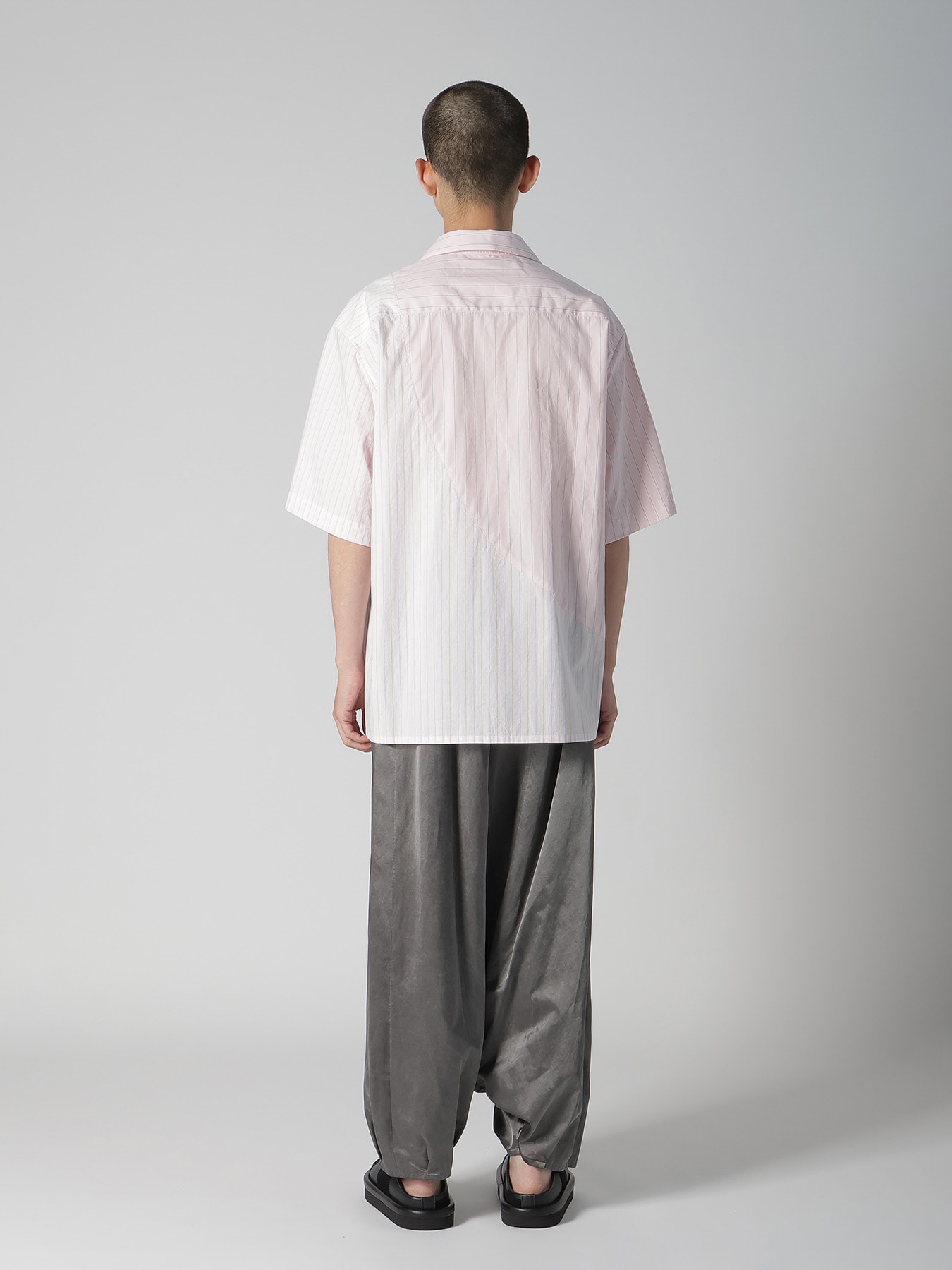 COTTON STRIPE OPEN COLLAR SHIRT