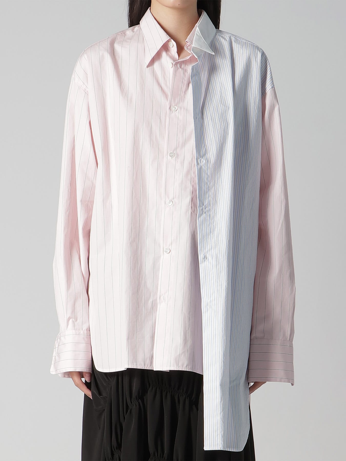 COTTON STRIPE ASYMMETRIC SHIRT A