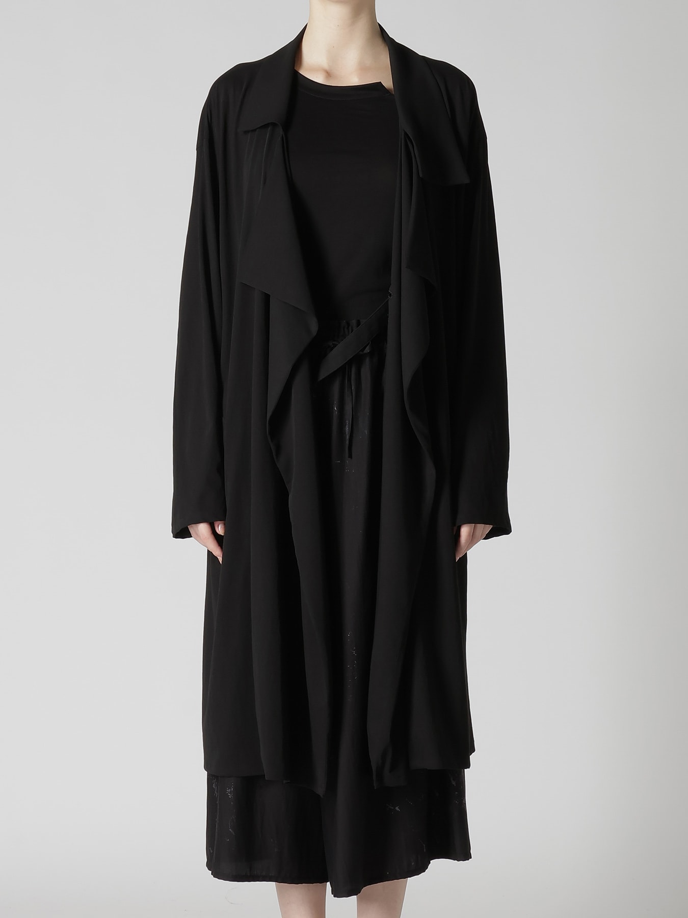 COTTON HARD TWISTED JERSEY BIG LAPEL COAT