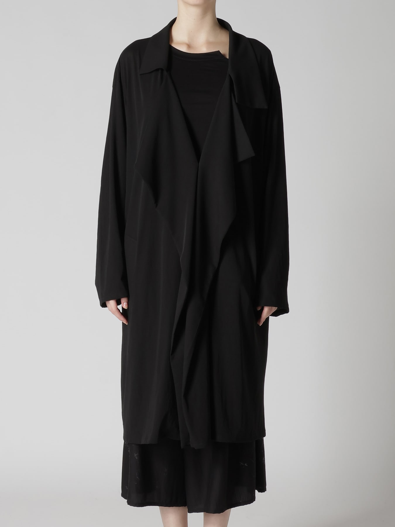 COTTON HARD TWISTED JERSEY BIG LAPEL COAT