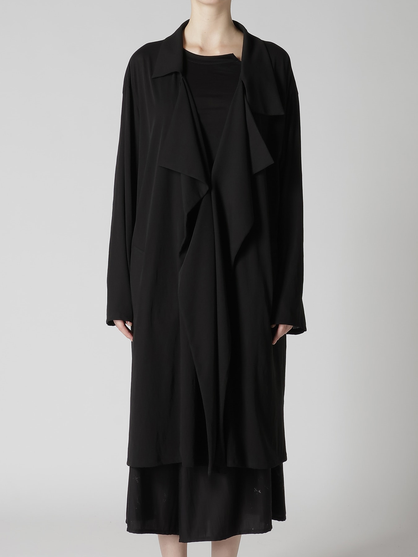 COTTON HARD TWISTED JERSEY BIG LAPEL COAT