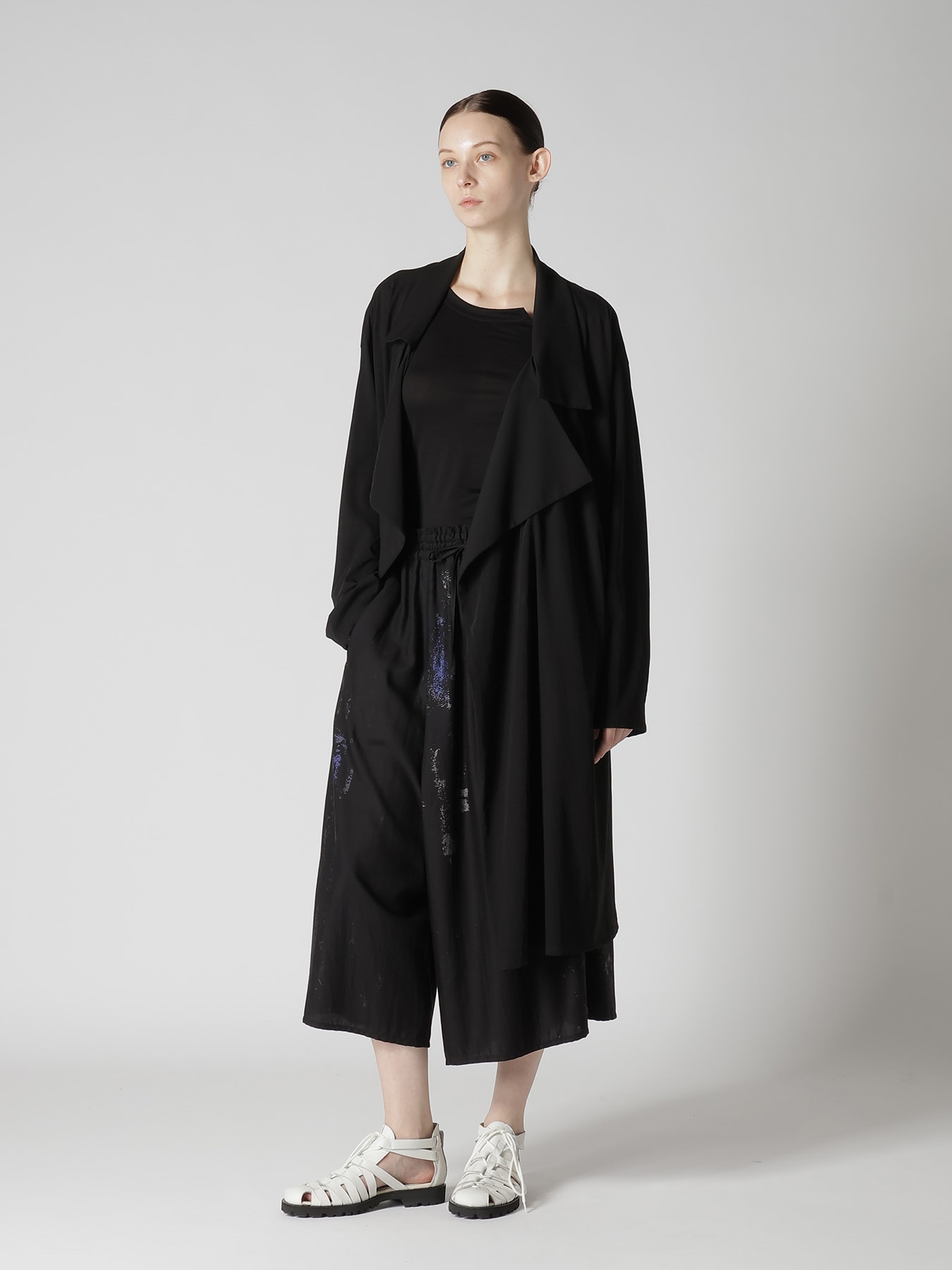 COTTON HARD TWISTED JERSEY BIG LAPEL COAT