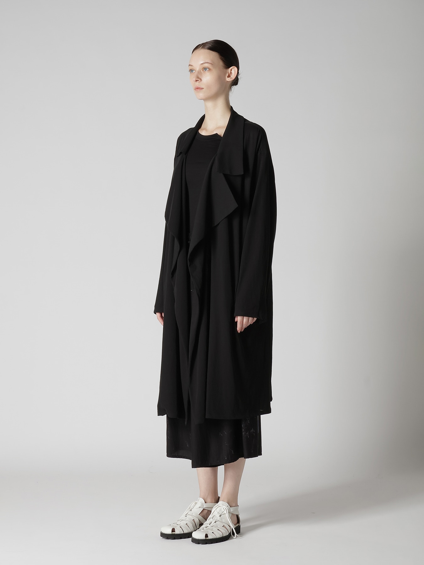 COTTON HARD TWISTED JERSEY BIG LAPEL COAT