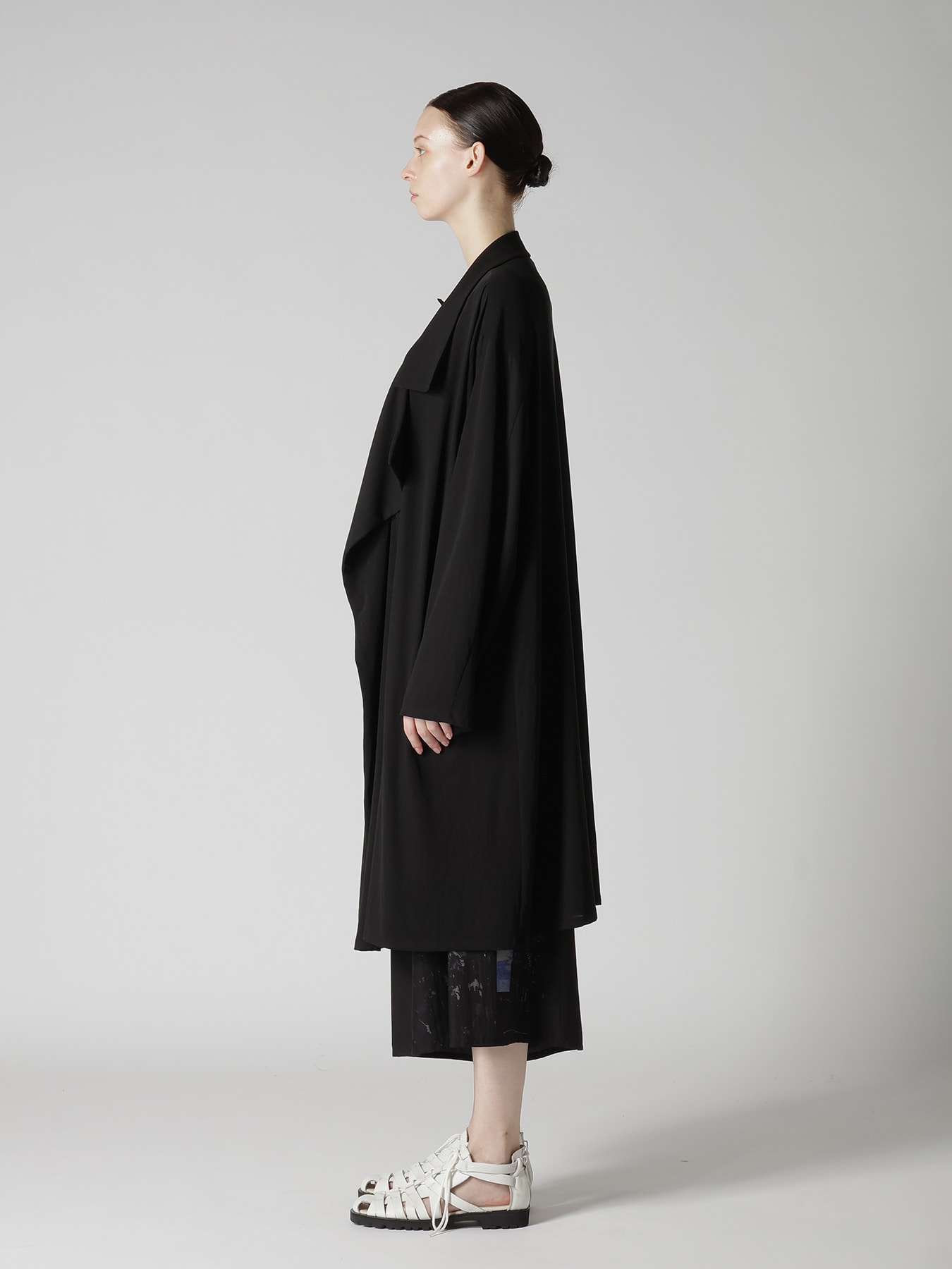 COTTON HARD TWISTED JERSEY BIG LAPEL COAT