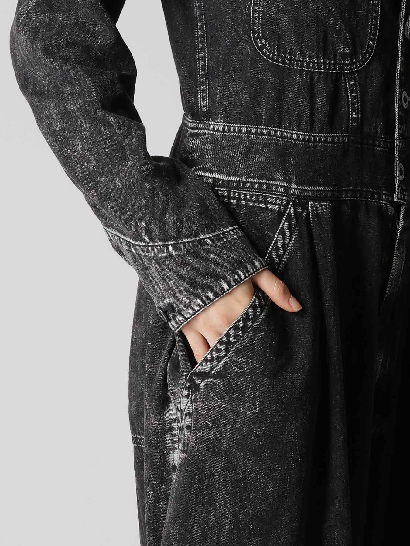 6OZ DENIM CHEMICAL WASH JUMPSUIT