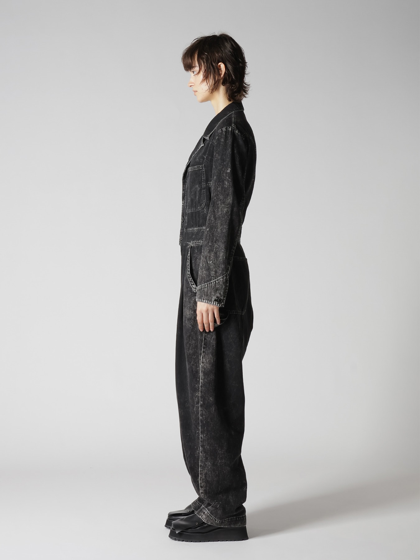 6OZ DENIM CHEMICAL WASH JUMPSUIT