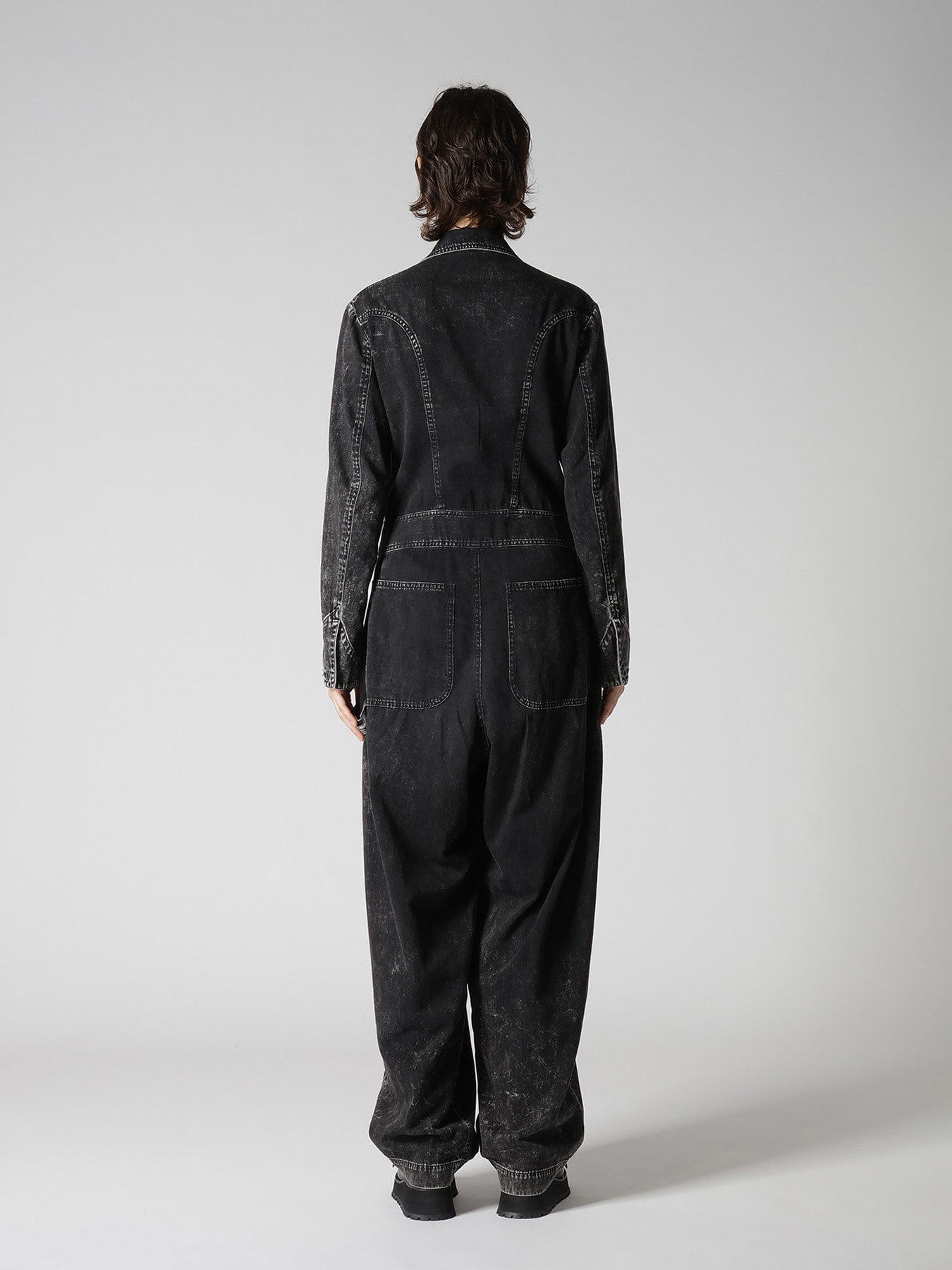 6OZ DENIM CHEMICAL WASH JUMPSUIT