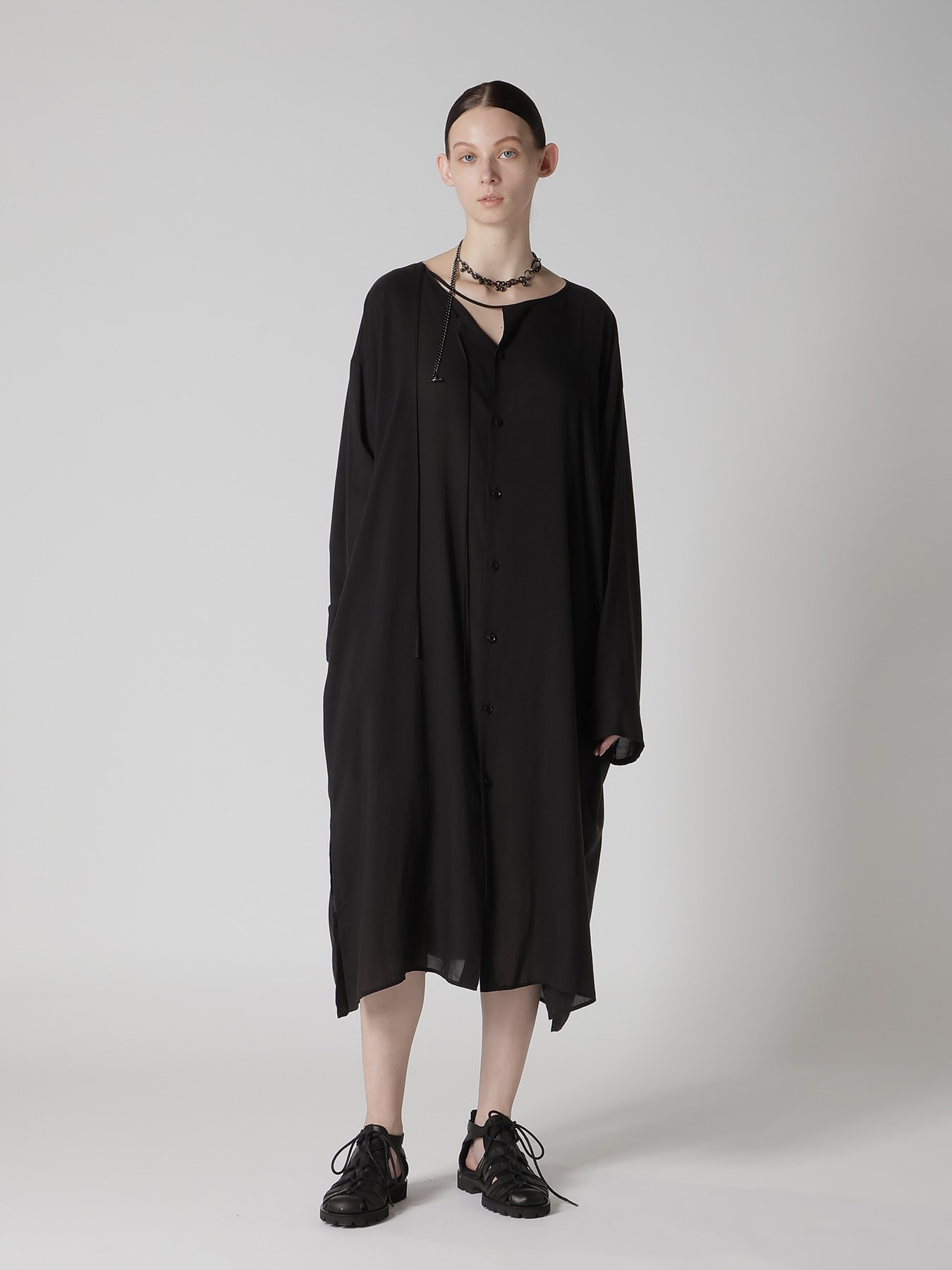 CELLULOSE LAWN COLLAR LESS DRESS