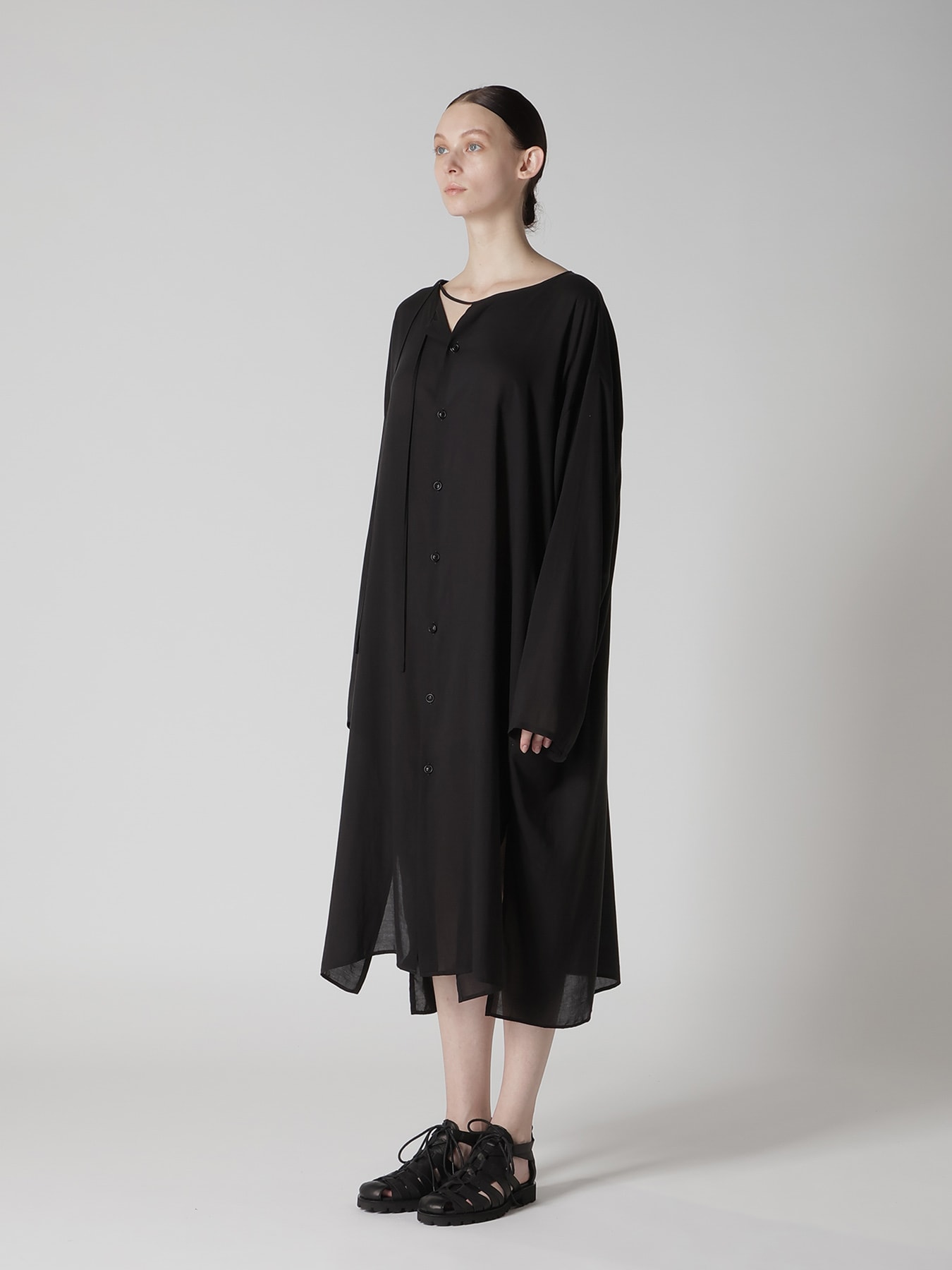 CELLULOSE LAWN COLLAR LESS DRESS