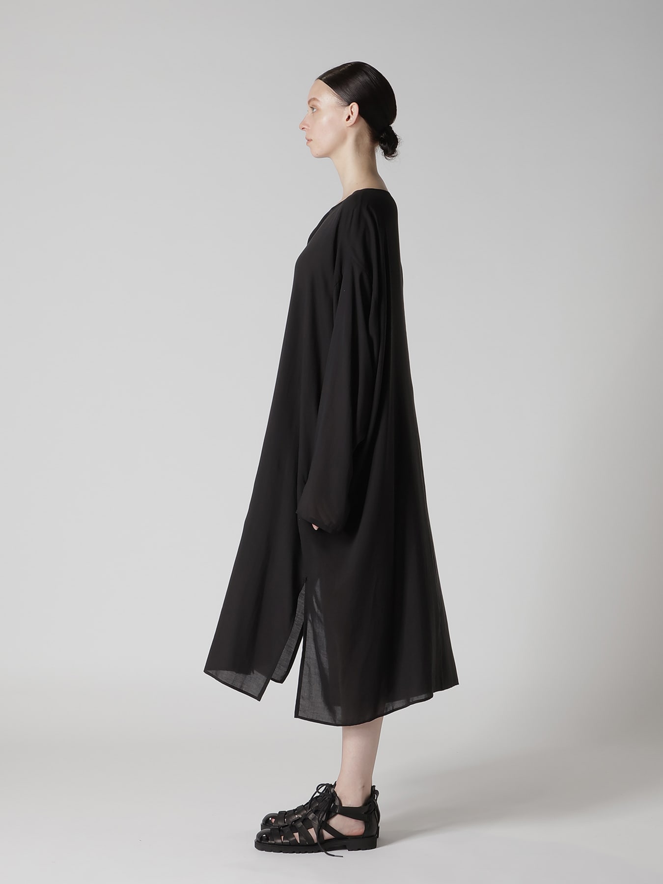 CELLULOSE LAWN COLLAR LESS DRESS