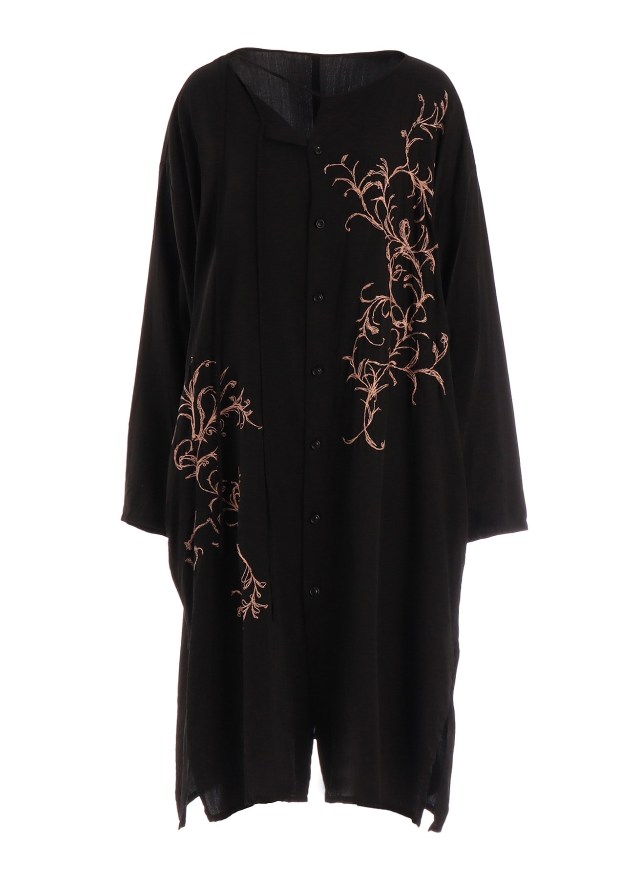 CU/ DUNGAREE TWILL BOTANICAL COLLARLESS DRESS