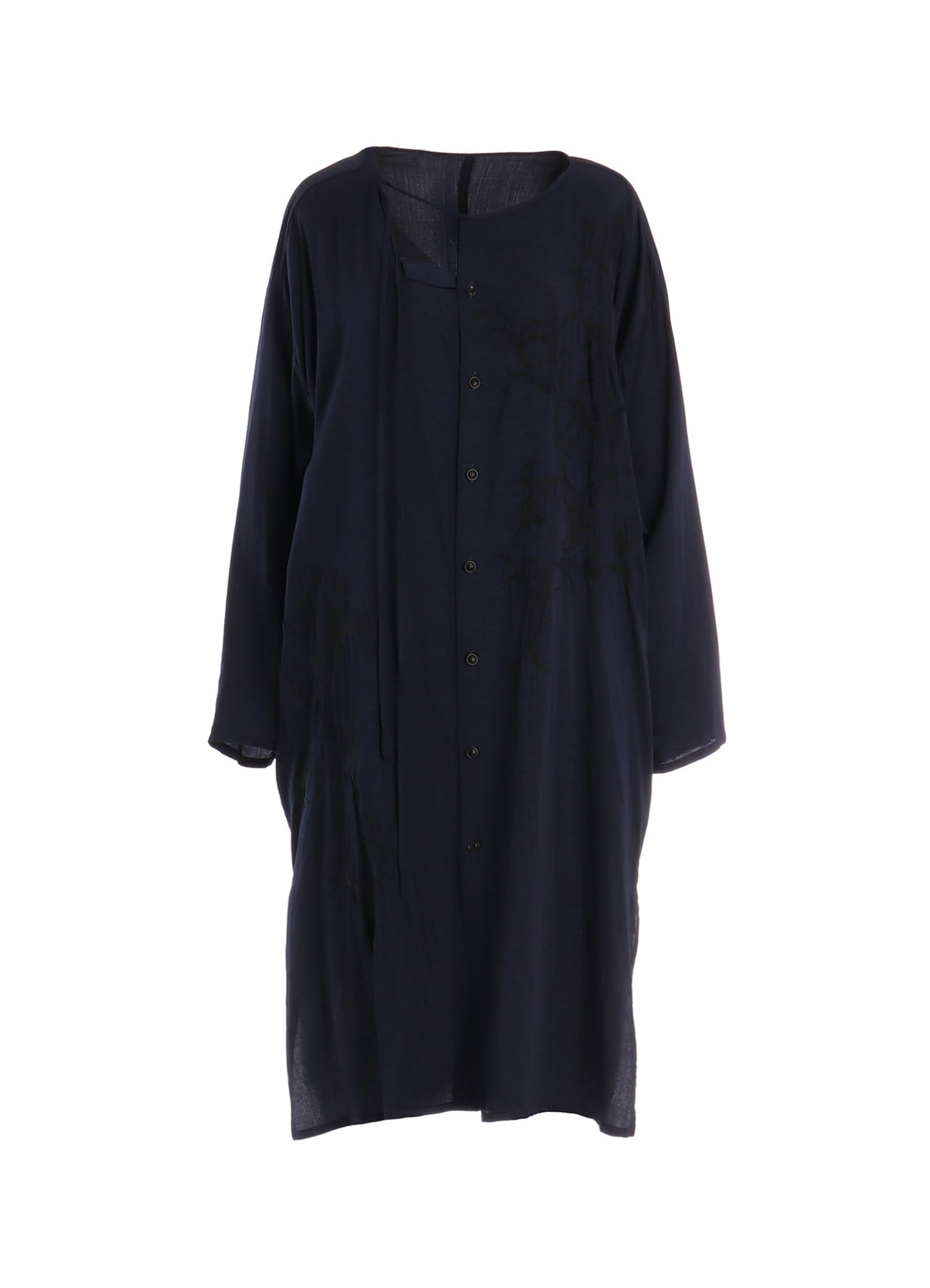 CU/ DUNGAREE TWILL BOTANICAL COLLARLESS DRESS