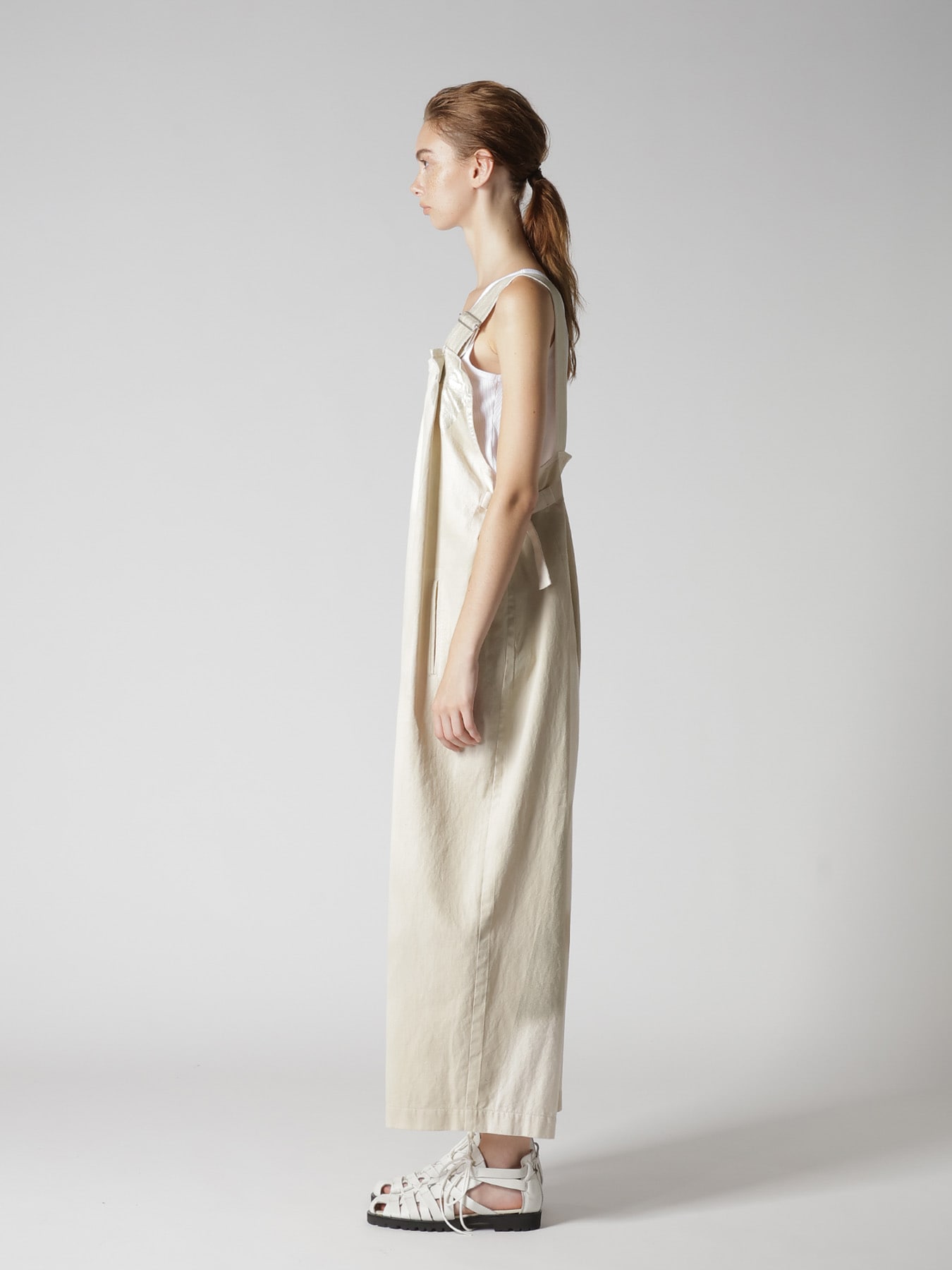 8OZ DENIM FOIL PRINT SALOPETTE PANTS