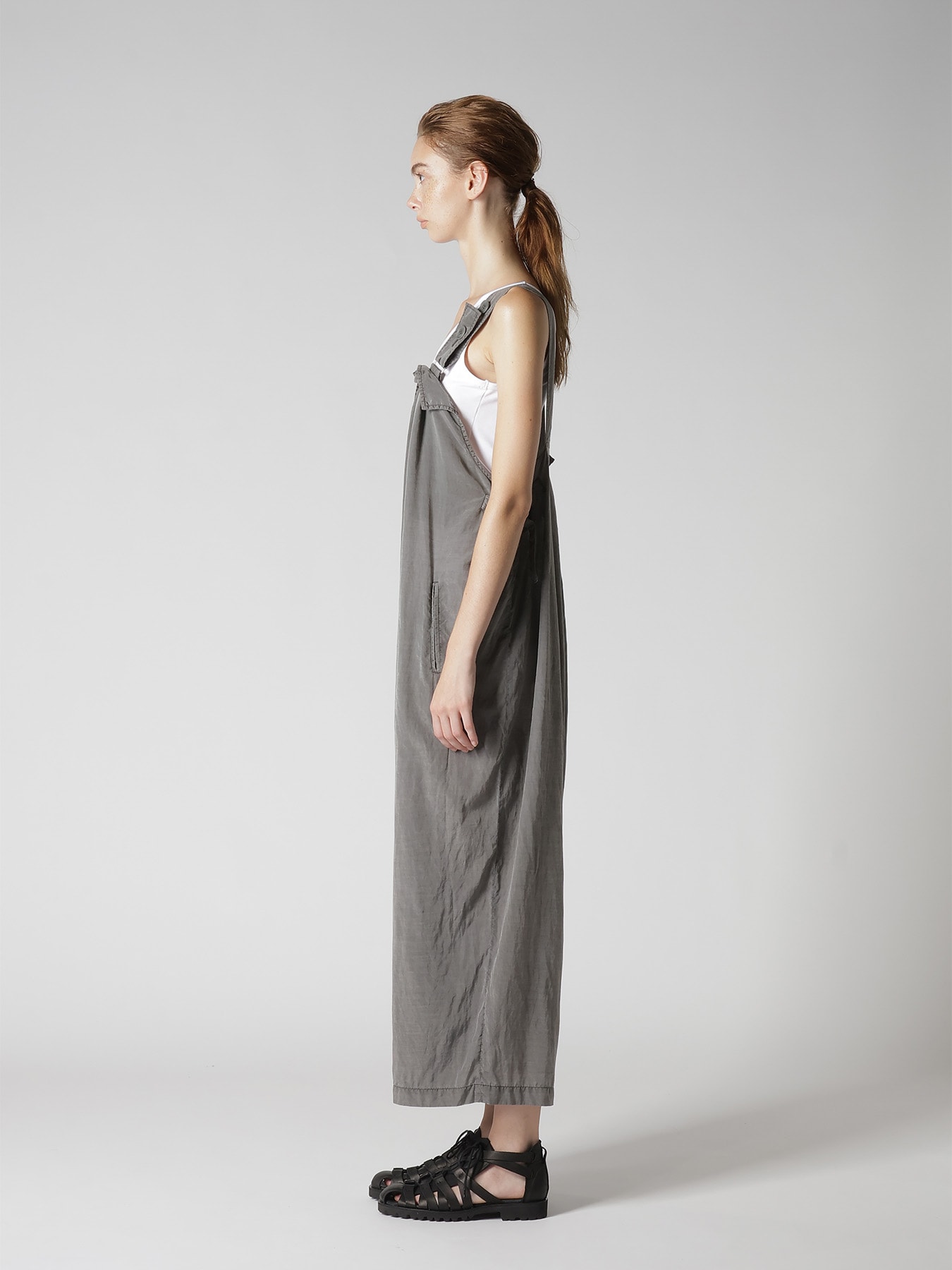 CUPRO/COTTON LAWN GARMENT DYED SALOPETTE PANTS