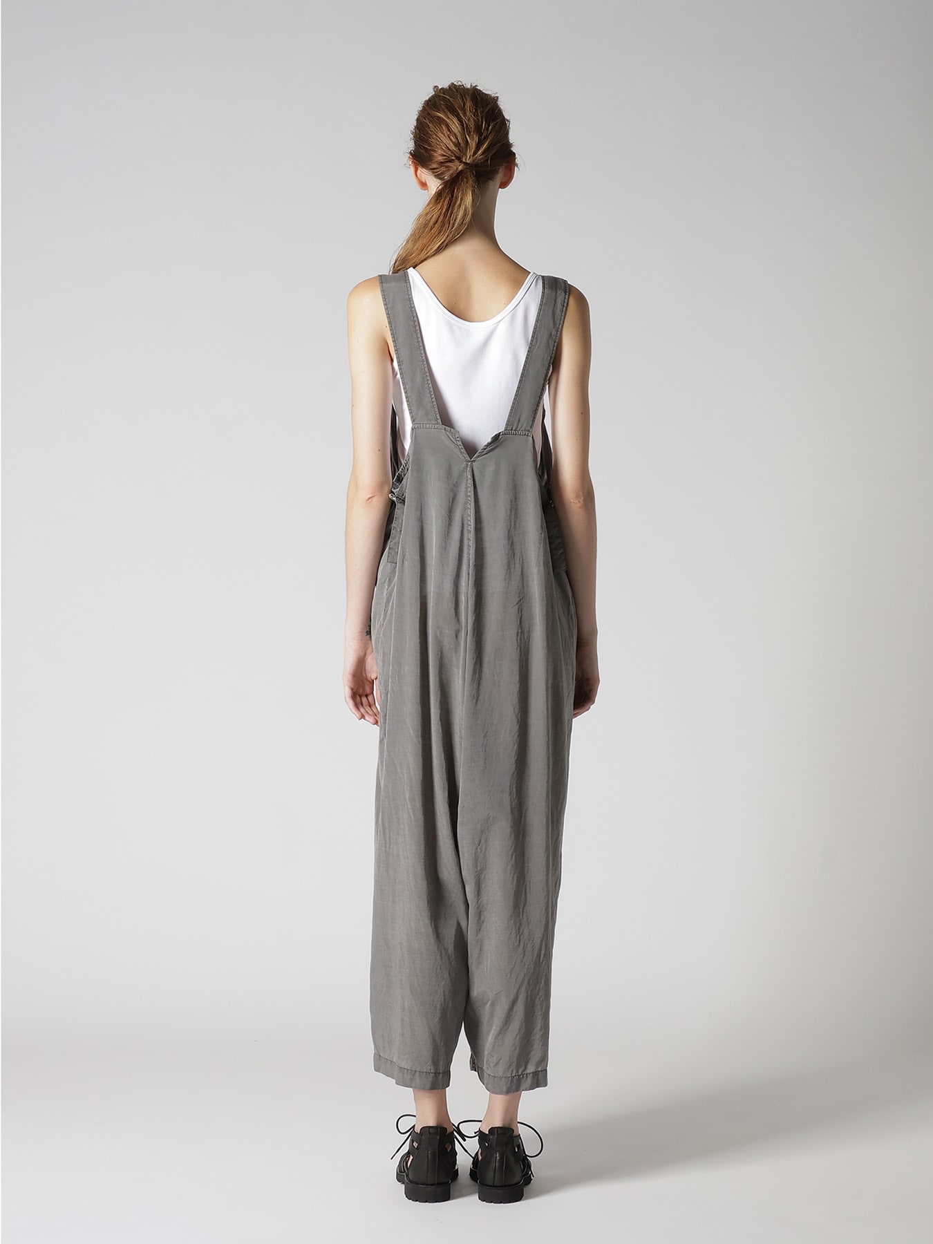 CUPRO/COTTON LAWN GARMENT DYED SALOPETTE PANTS