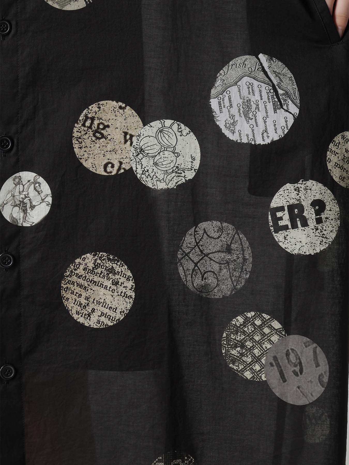 COTTON LAWN ANGEL DOT PRINT GATHERED SLEEVE SHIRT DRESS