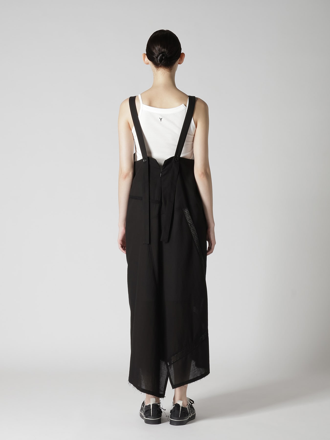 COTTON LACE PATCHWORK SHOULDER STRAP DRESS