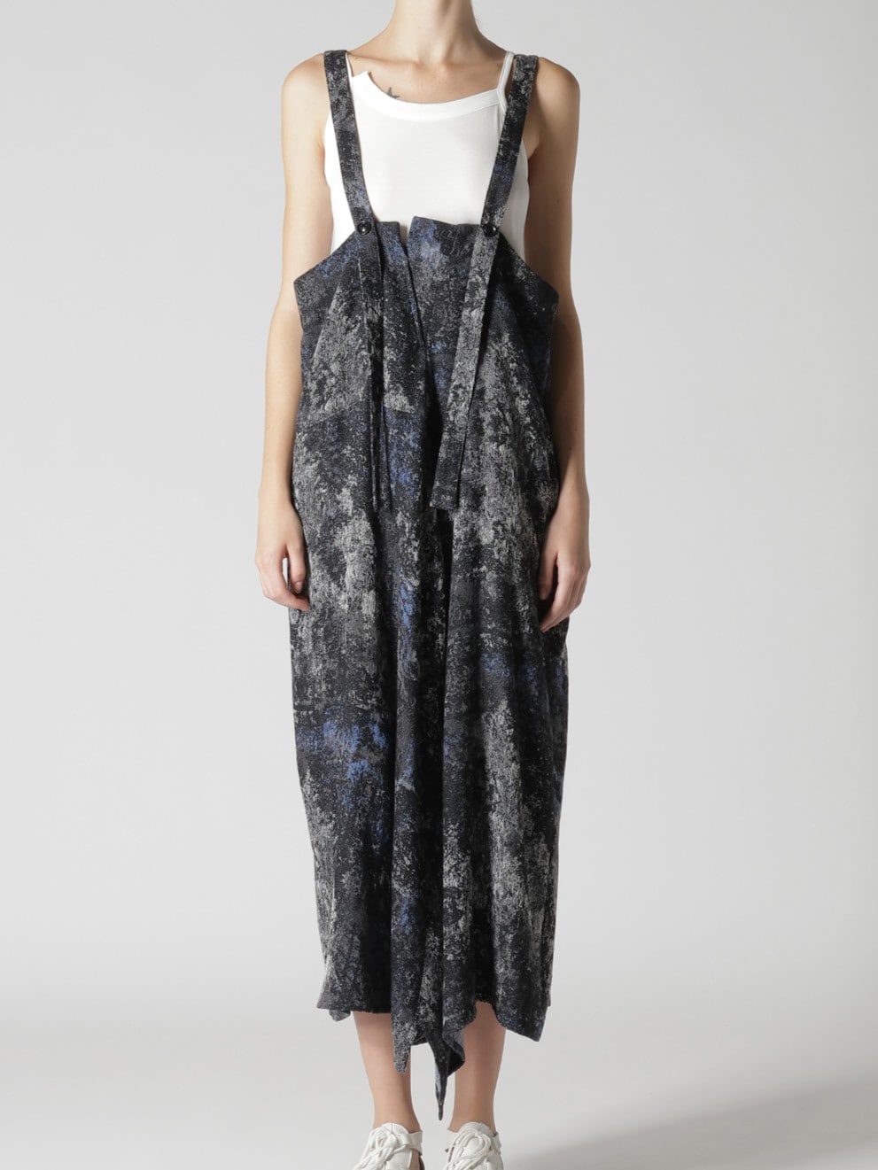 RUG PATTERN JACQUARD SHOULDER STRAP DRESS