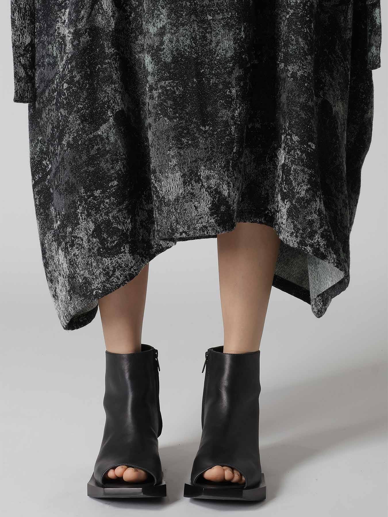 RUG PATTERN JACQUARD SLEEVE ROUNDNECK DRESS