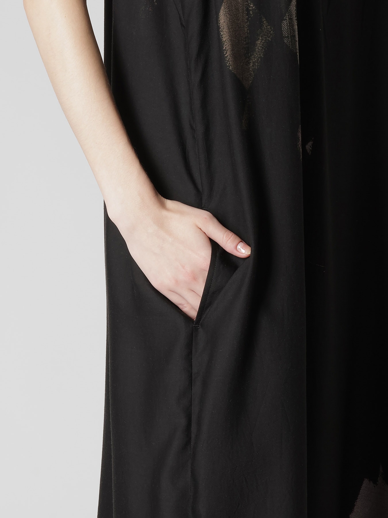 DIAMOND PATTERN CUPRO DUNGAREE SLEEVELESS DRESS