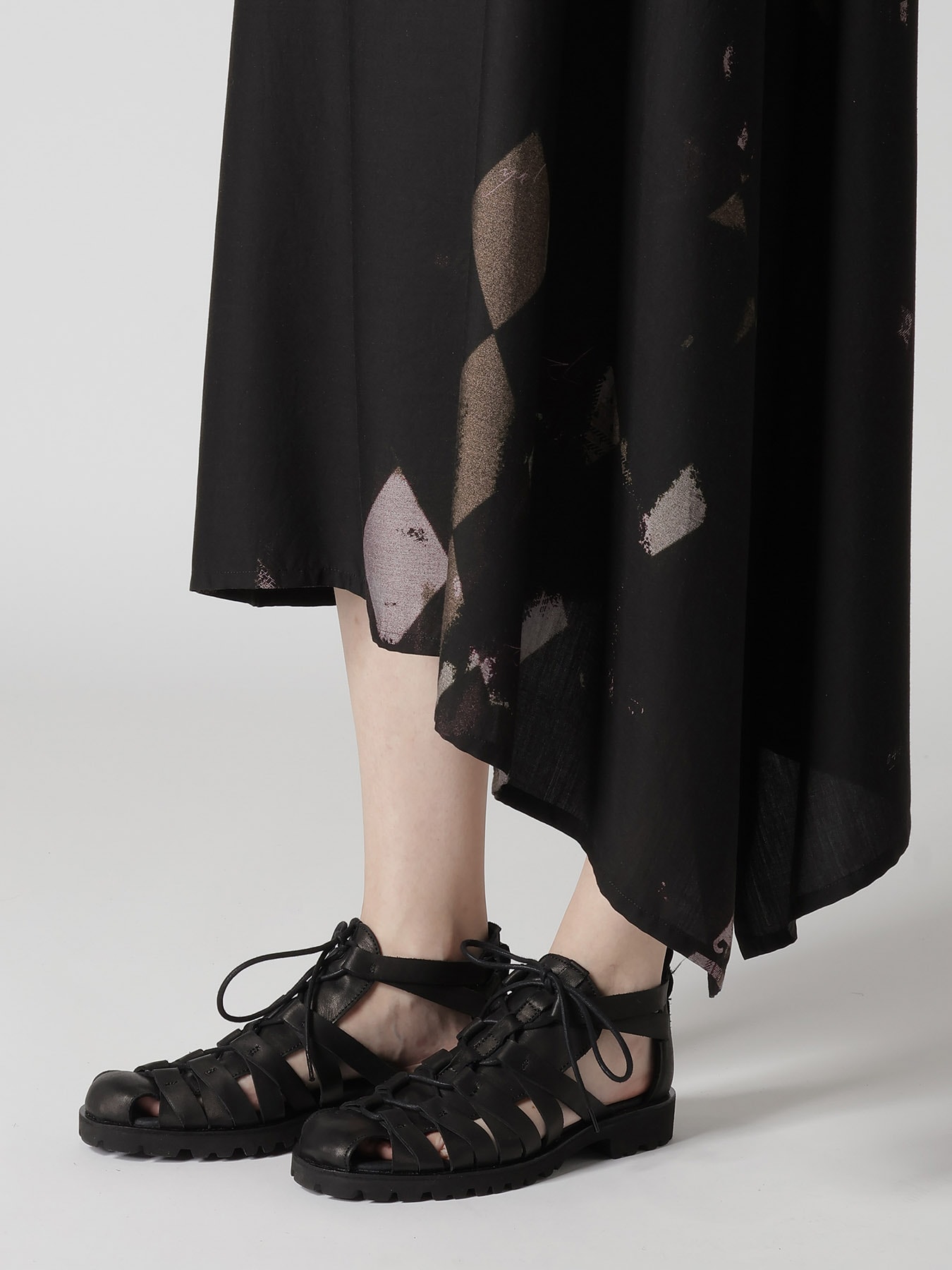 DIAMOND PATTERN CUPRO DUNGAREE SLEEVELESS DRESS