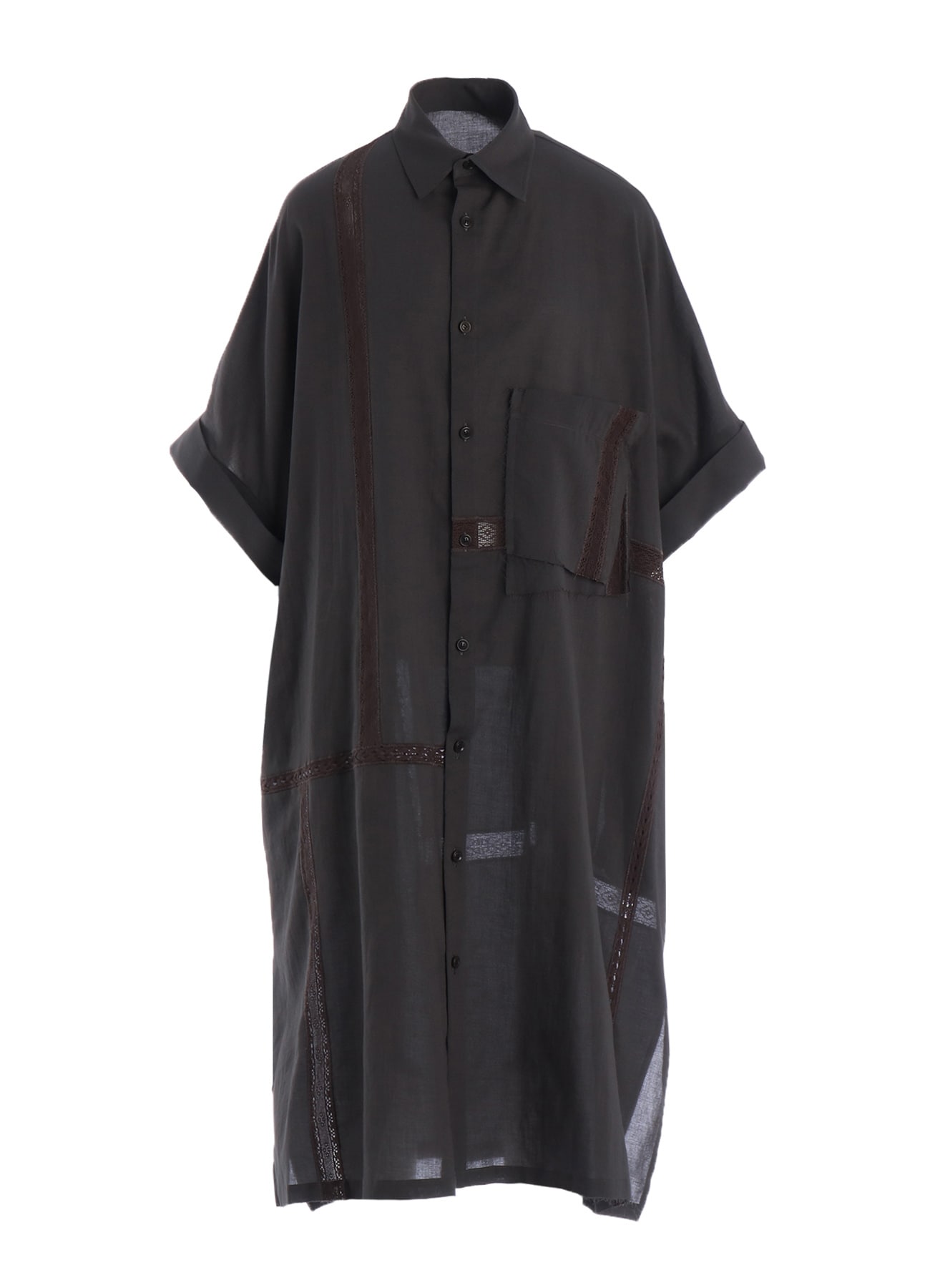 COTTON LACE PATCHWORK SHIRT DRESS