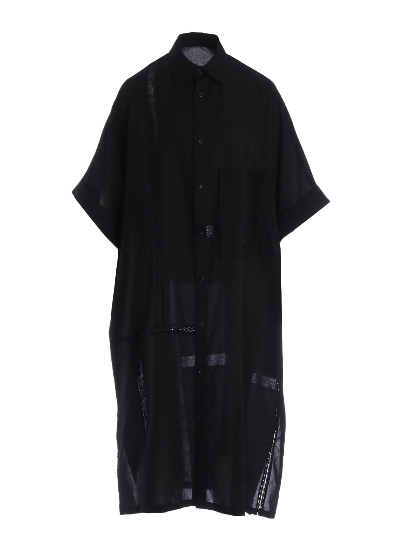 COTTON LACE PATCHWORK SHIRT DRESS