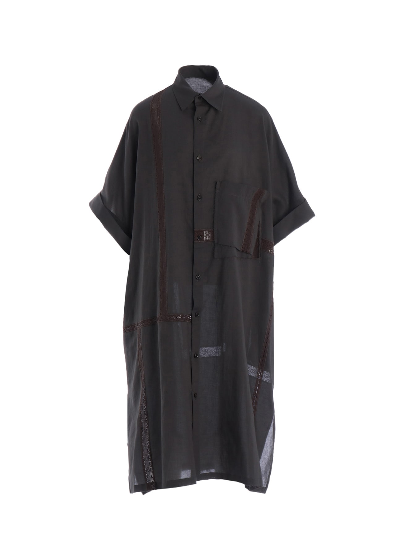 COTTON LACE PATCHWORK SHIRT DRESS