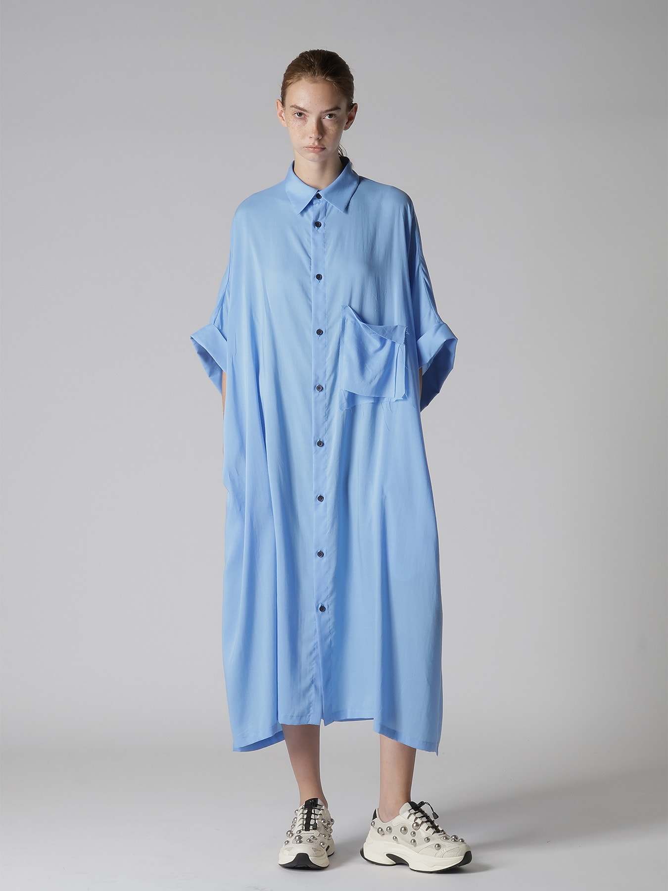 CELLULOSE LAWN ARRANGED SHIRT DRESS