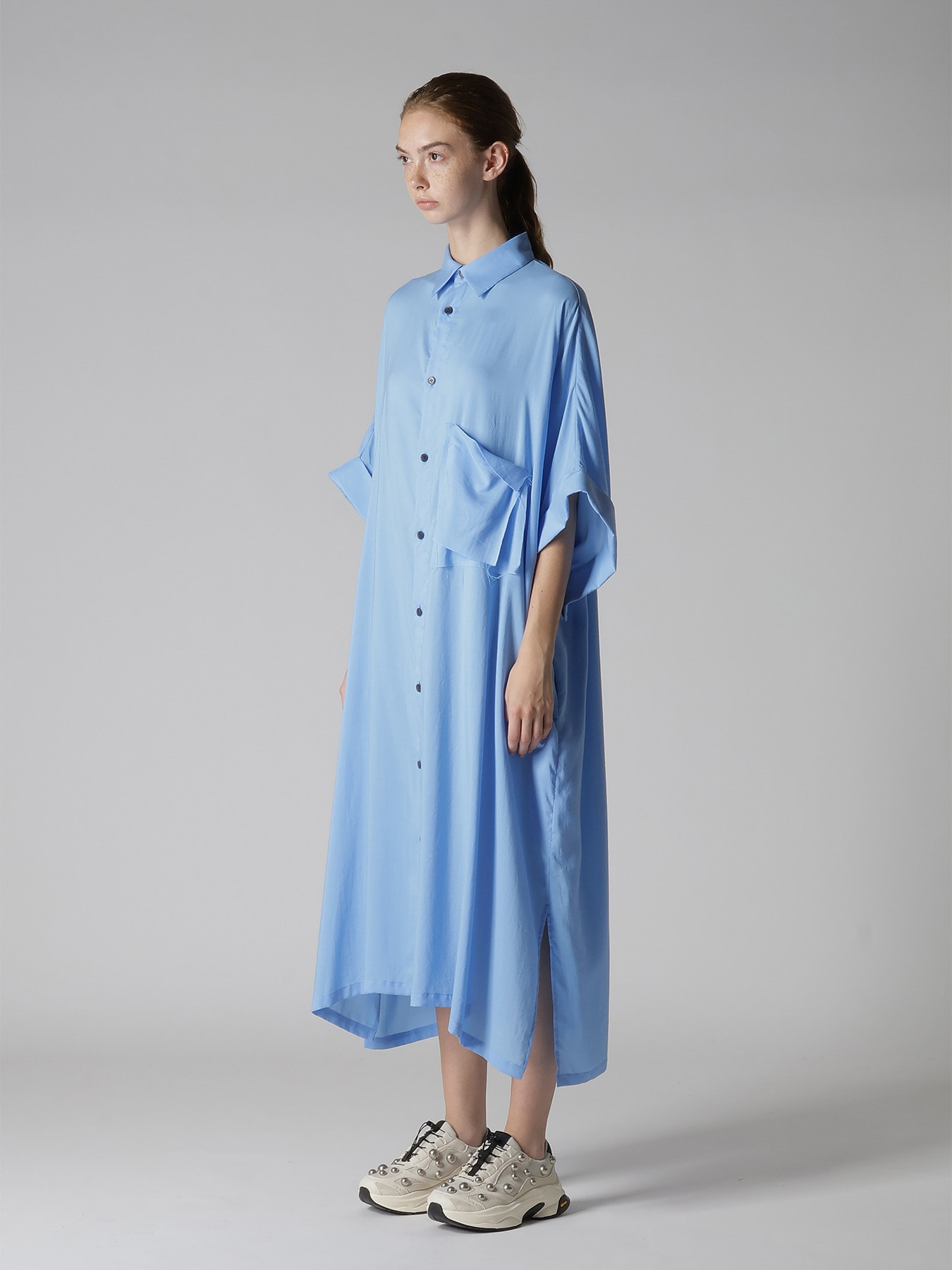 CELLULOSE LAWN ARRANGED SHIRT DRESS