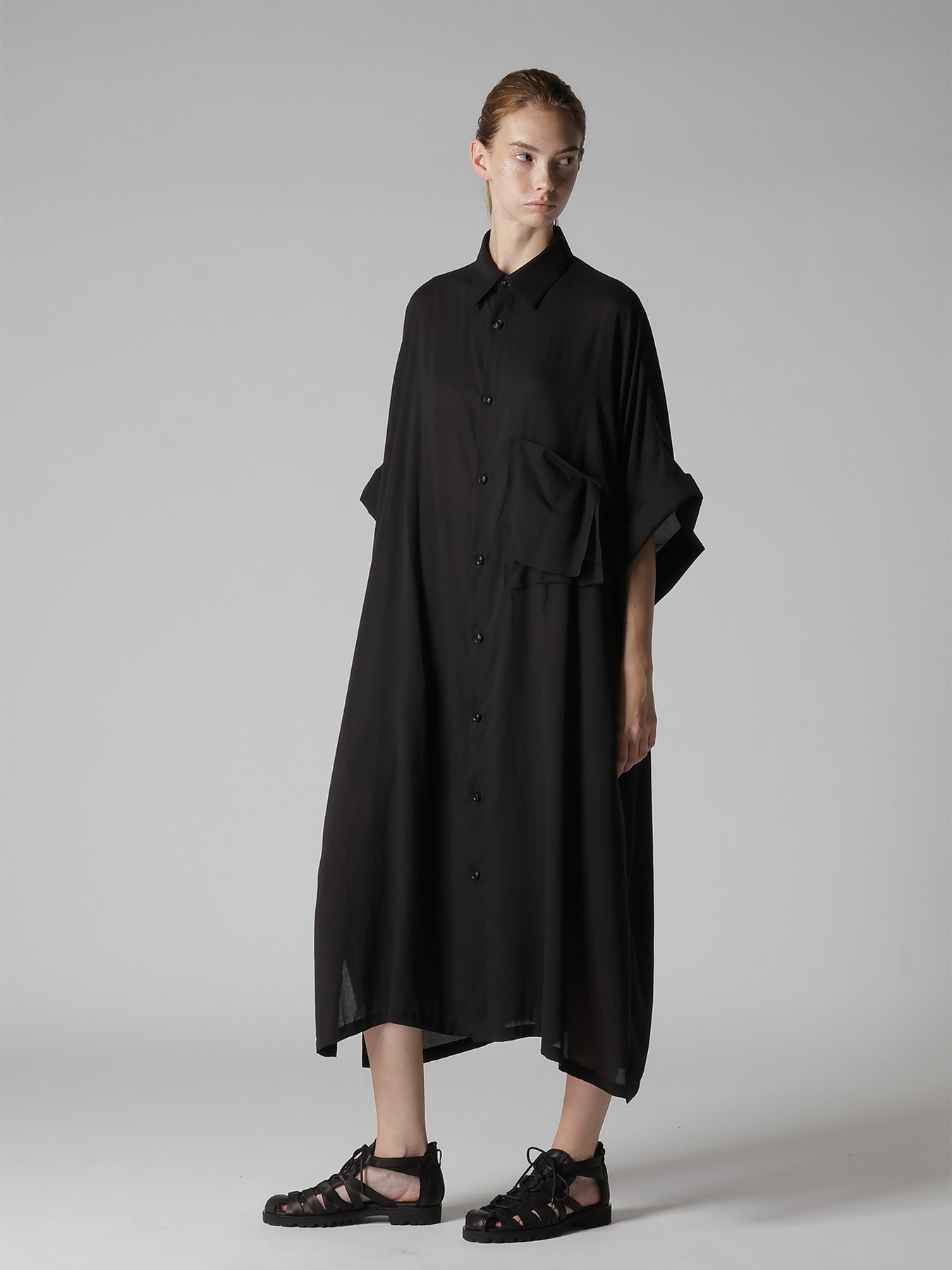 CELLULOSE LAWN ARRANGED SHIRT DRESS