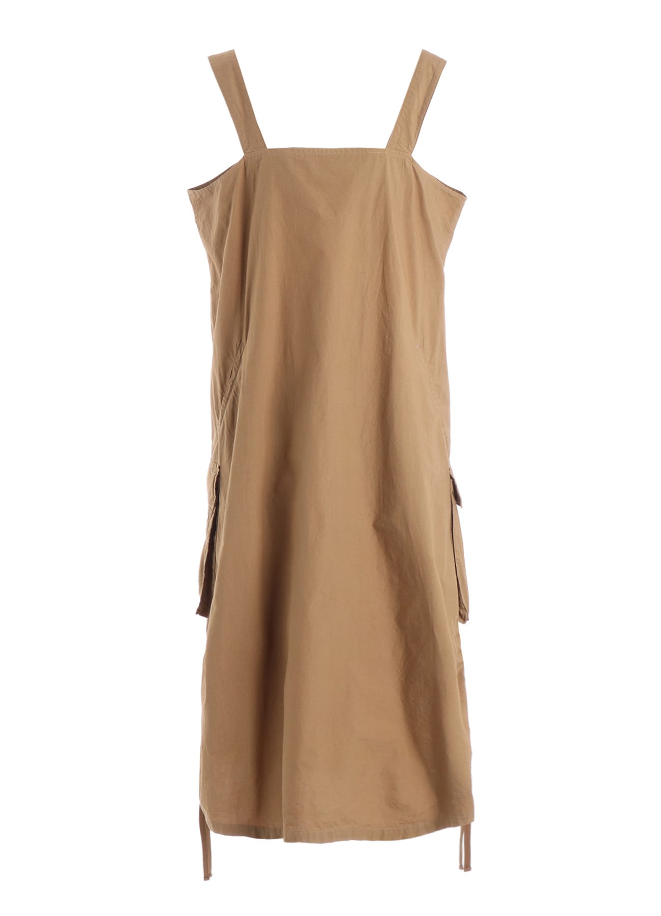 COTTON TYPEWRITER SHIRRING SHOULDER STRAP DRESS