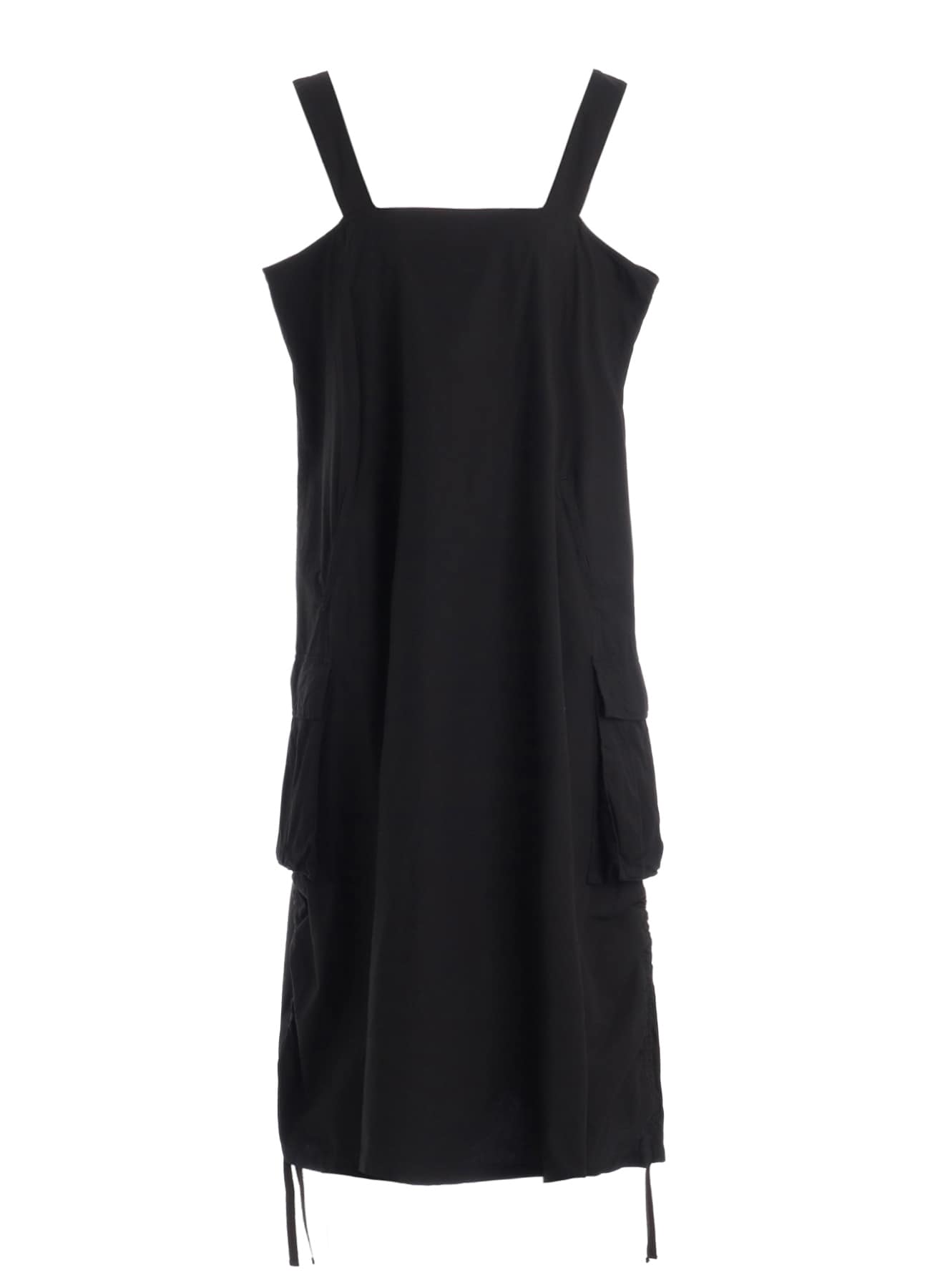 COTTON TYPEWRITER SHIRRING SHOULDER STRAP DRESS