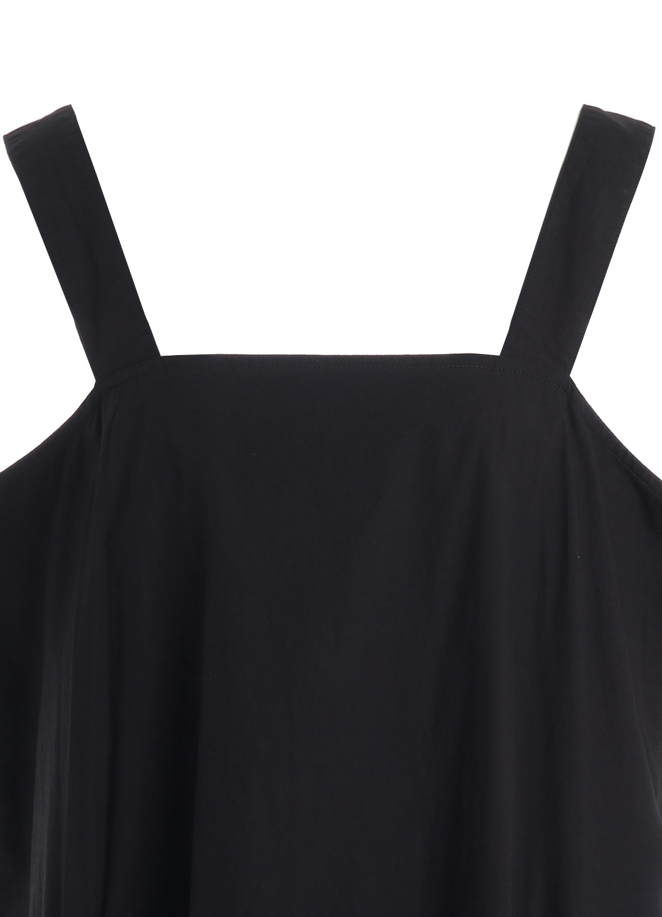 COTTON TYPEWRITER SHIRRING SHOULDER STRAP DRESS