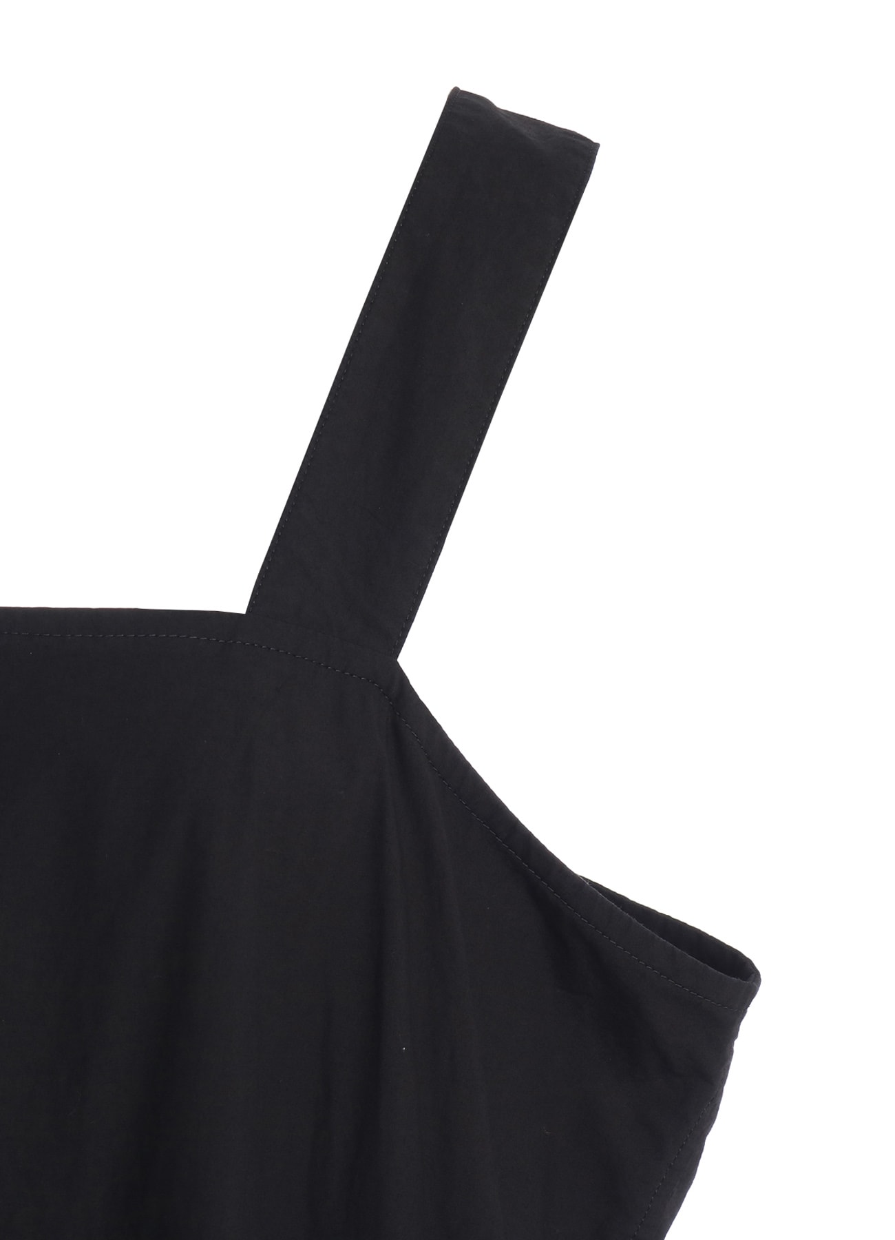 COTTON TYPEWRITER SHIRRING SHOULDER STRAP DRESS