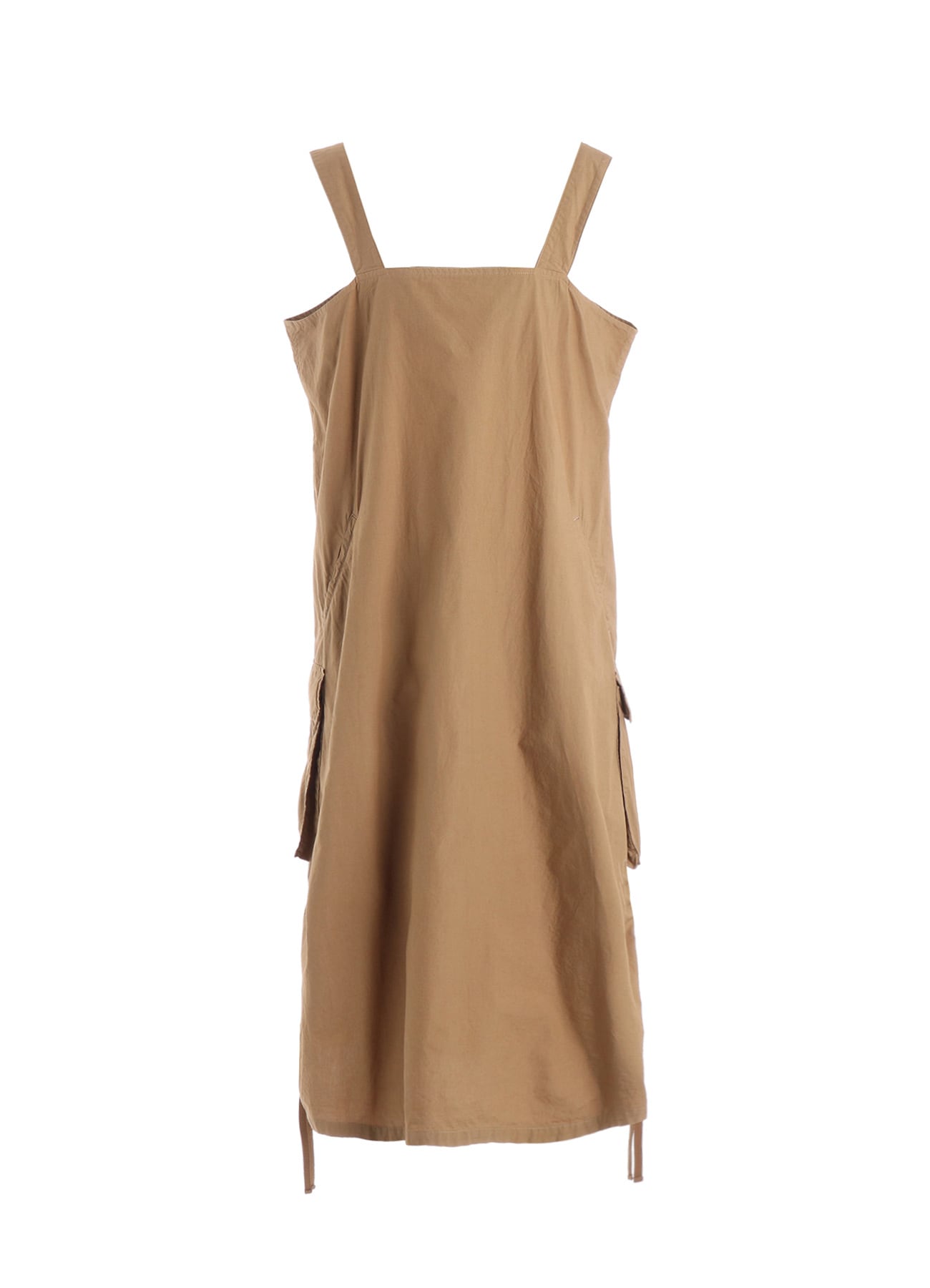 COTTON TYPEWRITER SHIRRING SHOULDER STRAP DRESS